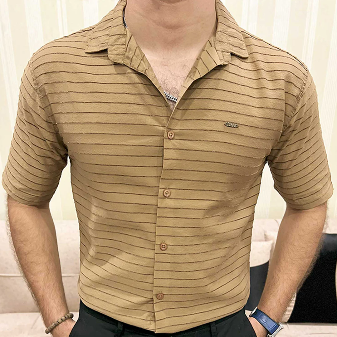 Turbo Snitch Striped Casual Shirt In Brown - Image 3