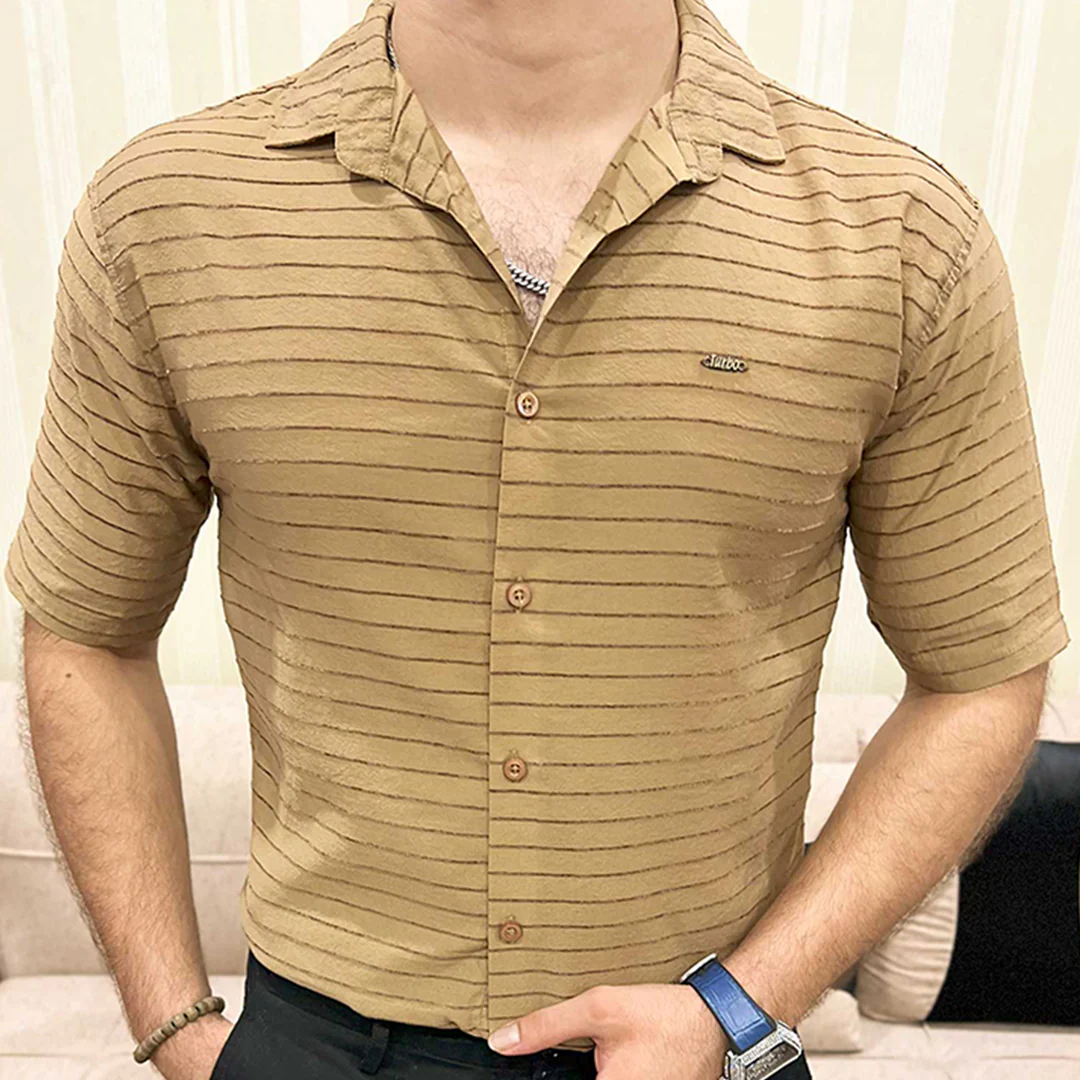 Turbo Snitch Striped Casual Shirt In Brown - Image 4