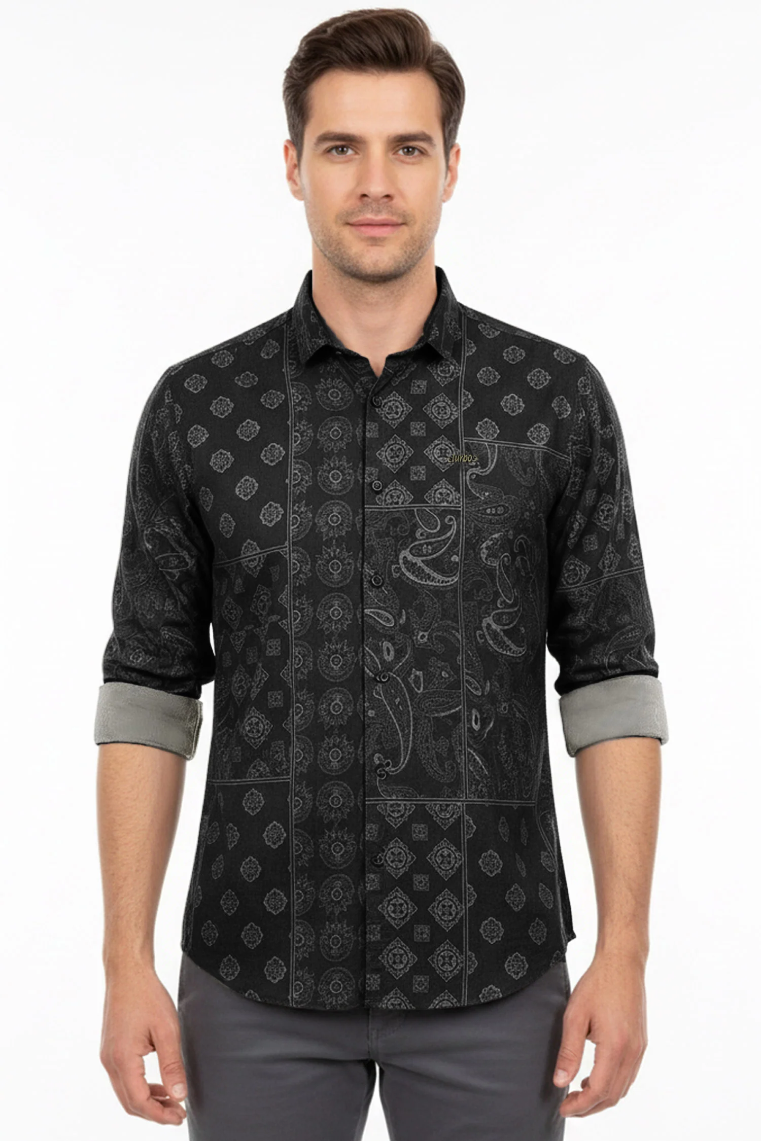 Turbo Splash Printed Long Sleeve Cotton Casual Shirt - Image 6
