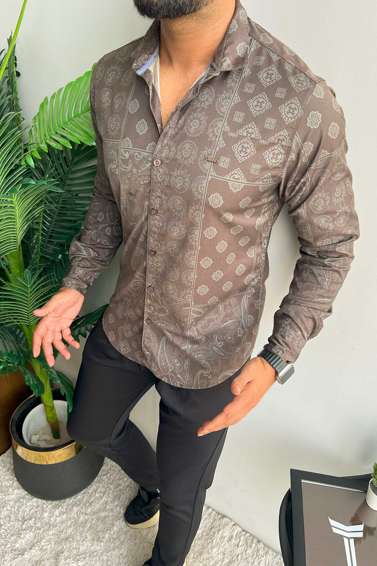 Turbo Splash Printed Long Sleeve Cotton Casual Shirt - Image 2