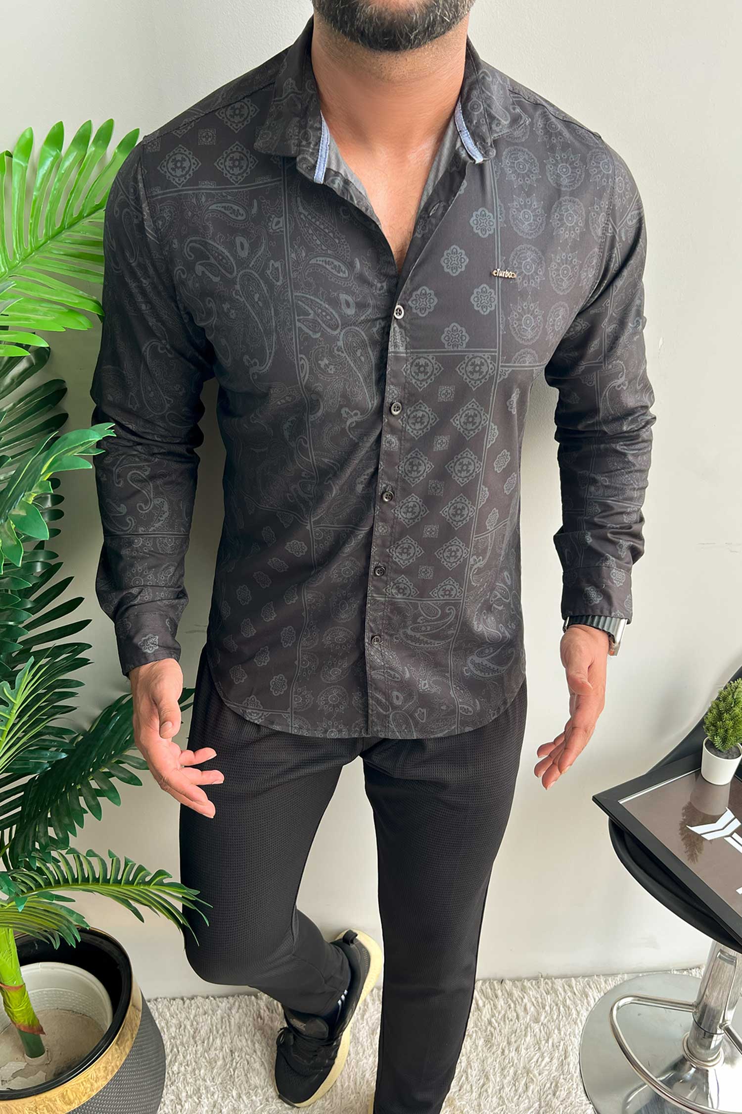 Turbo Splash Printed Long Sleeve Cotton Casual Shirt - Image 3
