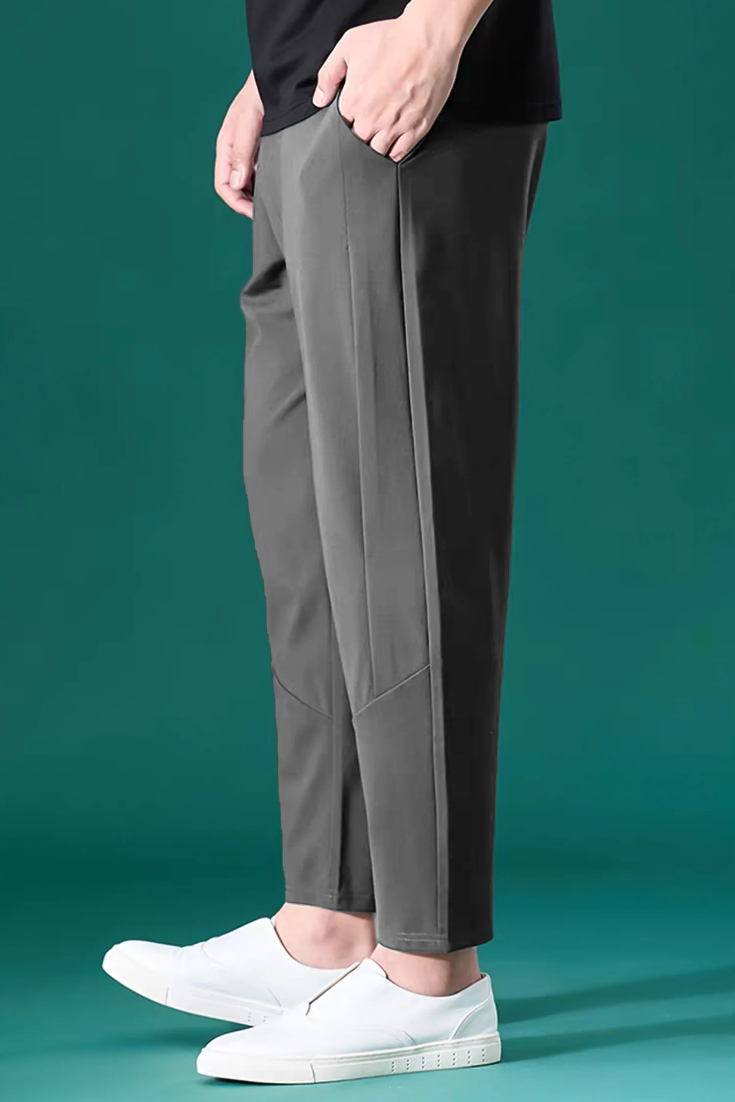 Turbo Sporty Style  Cross Plate Trouser In Dark Gray - Image 3