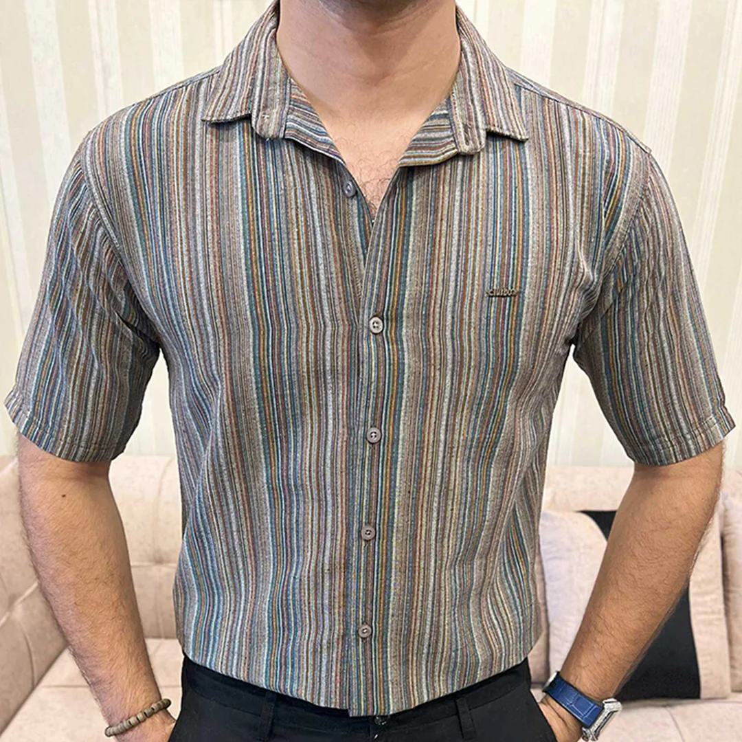 Turbo Spring Edit Textured Casual Shirt In Charcoal - Image 4