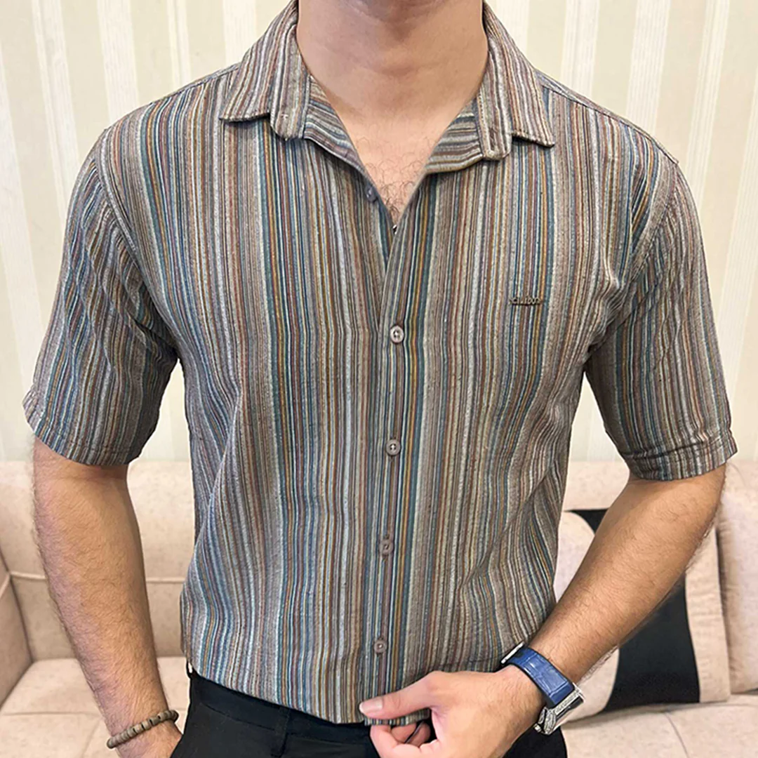 Turbo Spring Edit Textured Casual Shirt In Charcoal - Image 5