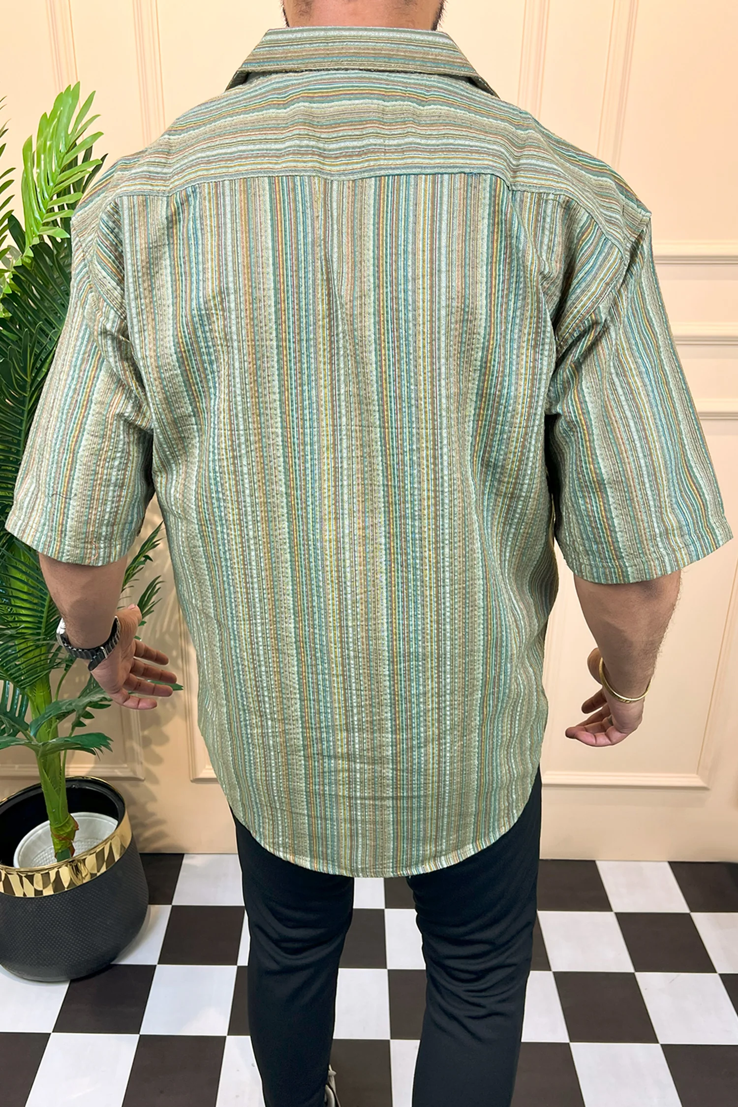 Turbo Spring Edit Textured Casual Shirt In Green - Image 7