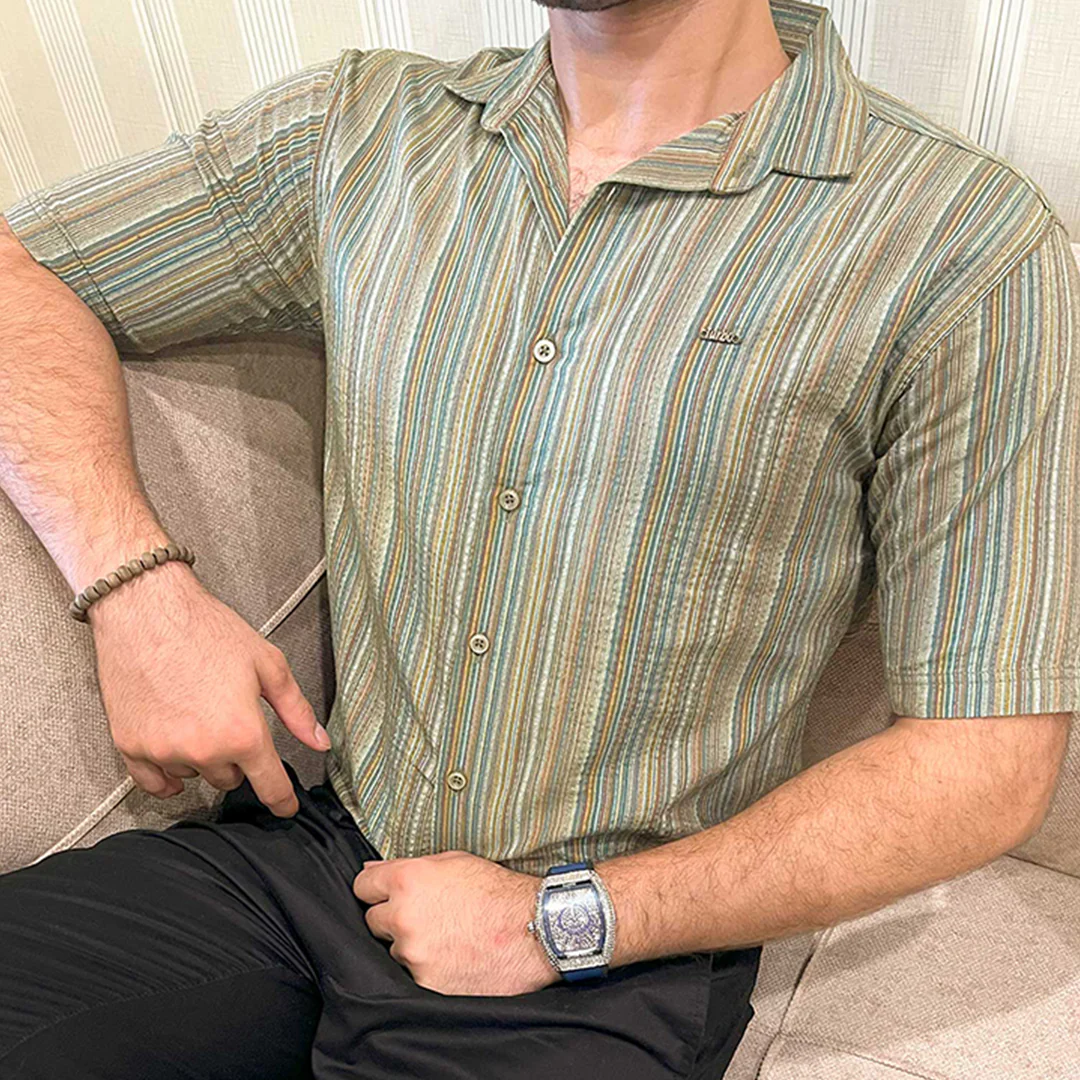 Turbo Spring Edit Textured Casual Shirt In Green - Image 3