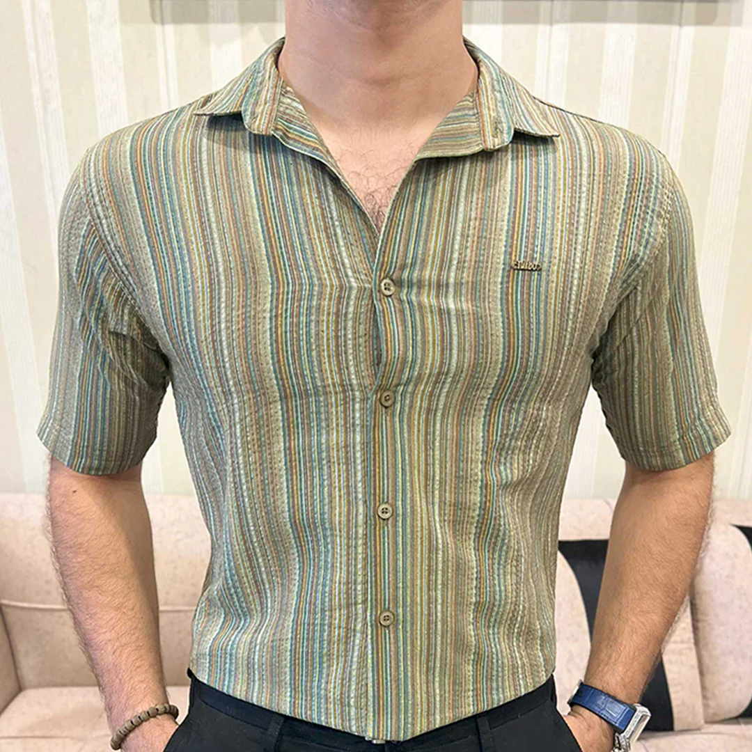 Turbo Spring Edit Textured Casual Shirt In Green - Image 4