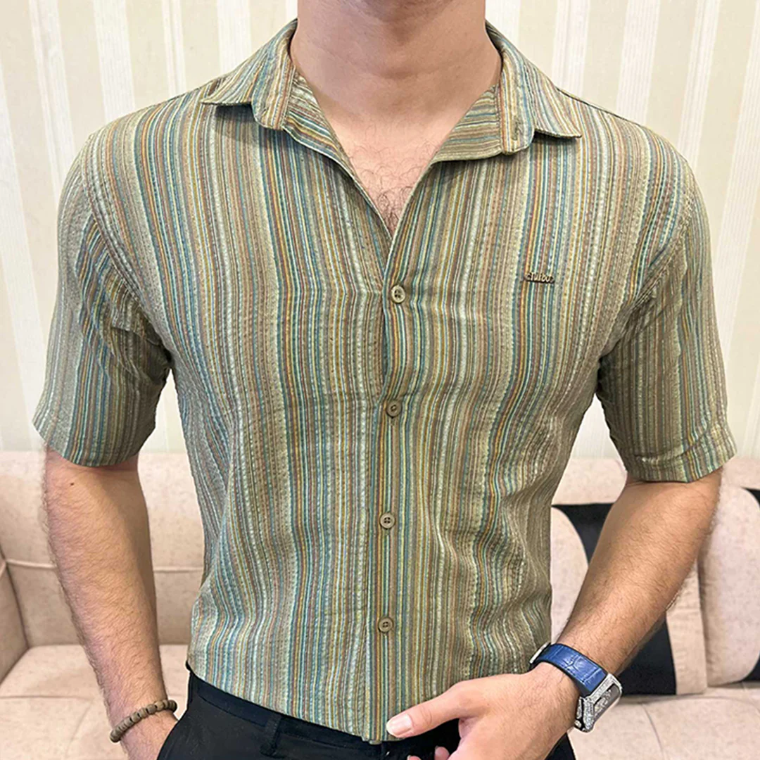 Turbo Spring Edit Textured Casual Shirt In Green - Image 5