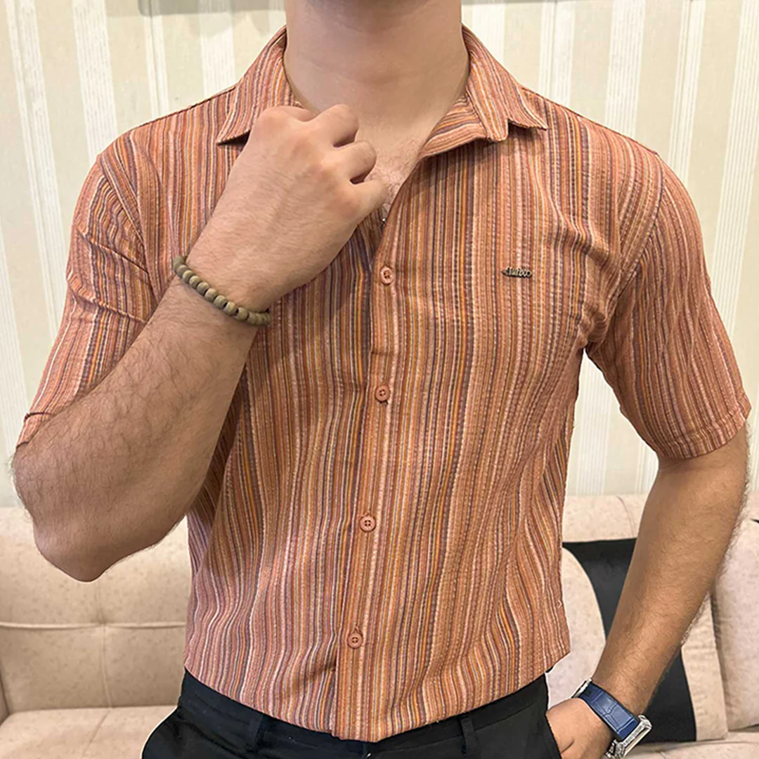 Turbo Spring Edit Textured Casual Shirt In Red Brick - Image 2