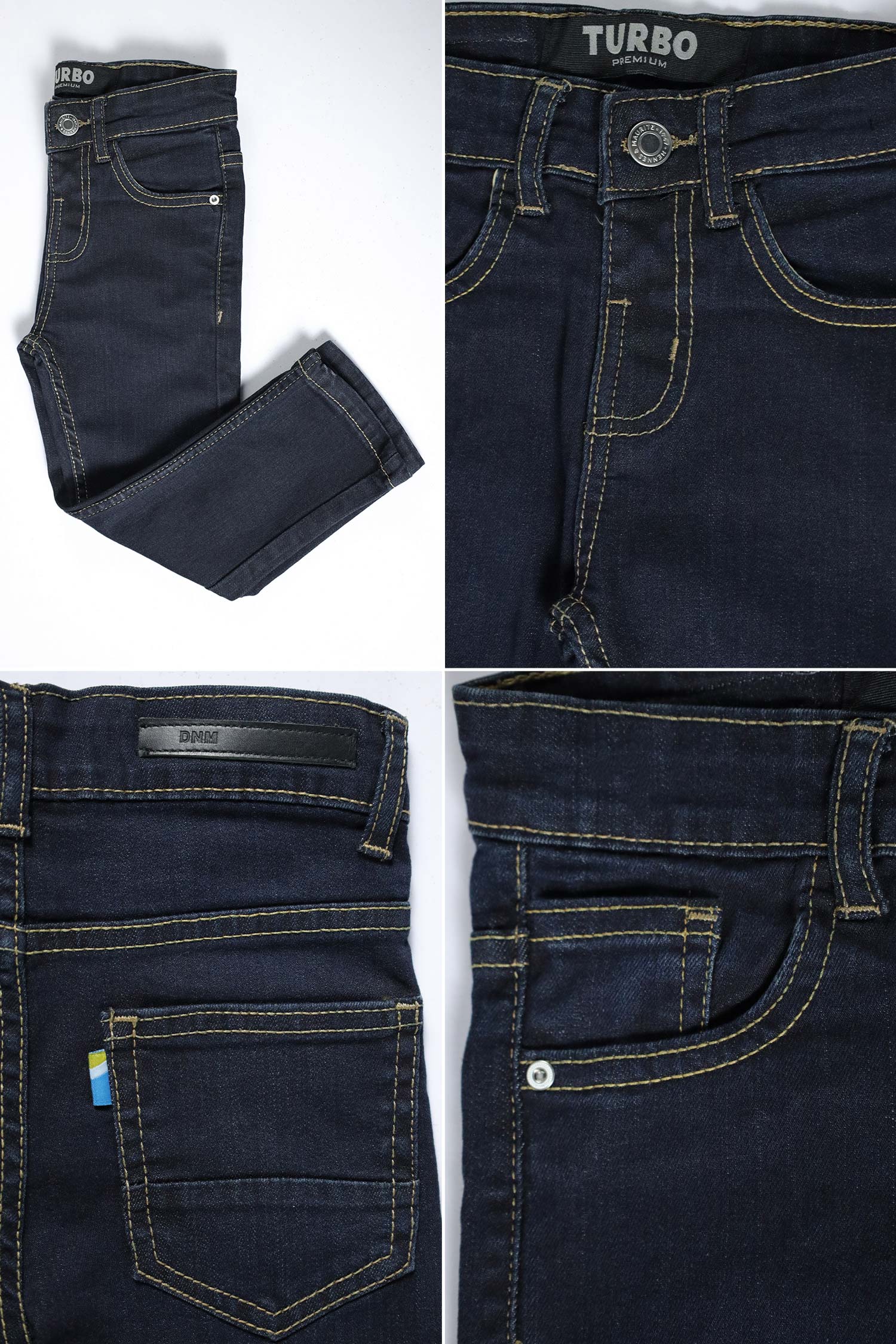 Turbo Roadster Denim Jeans For Boys In Dark Blue - Image 3