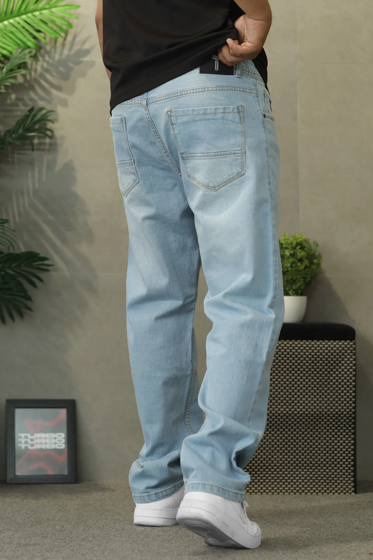 Turbo Straight-Leg Fit Denim Jean In Light Blue - Image 3