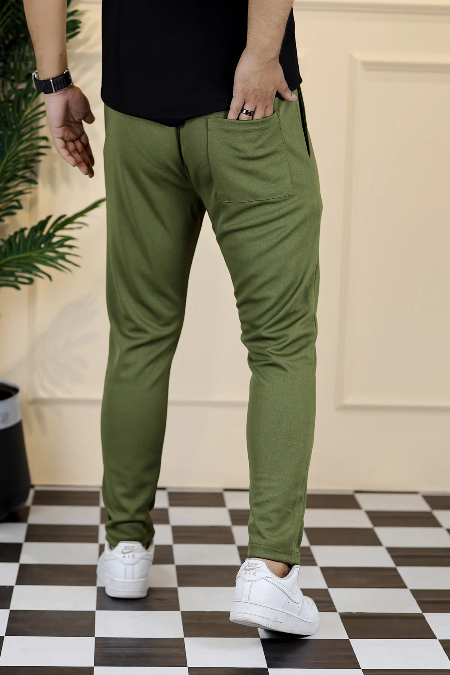 Turbo Straight Leg Lace-Up SlimFit Trouser In Olive - Image 4