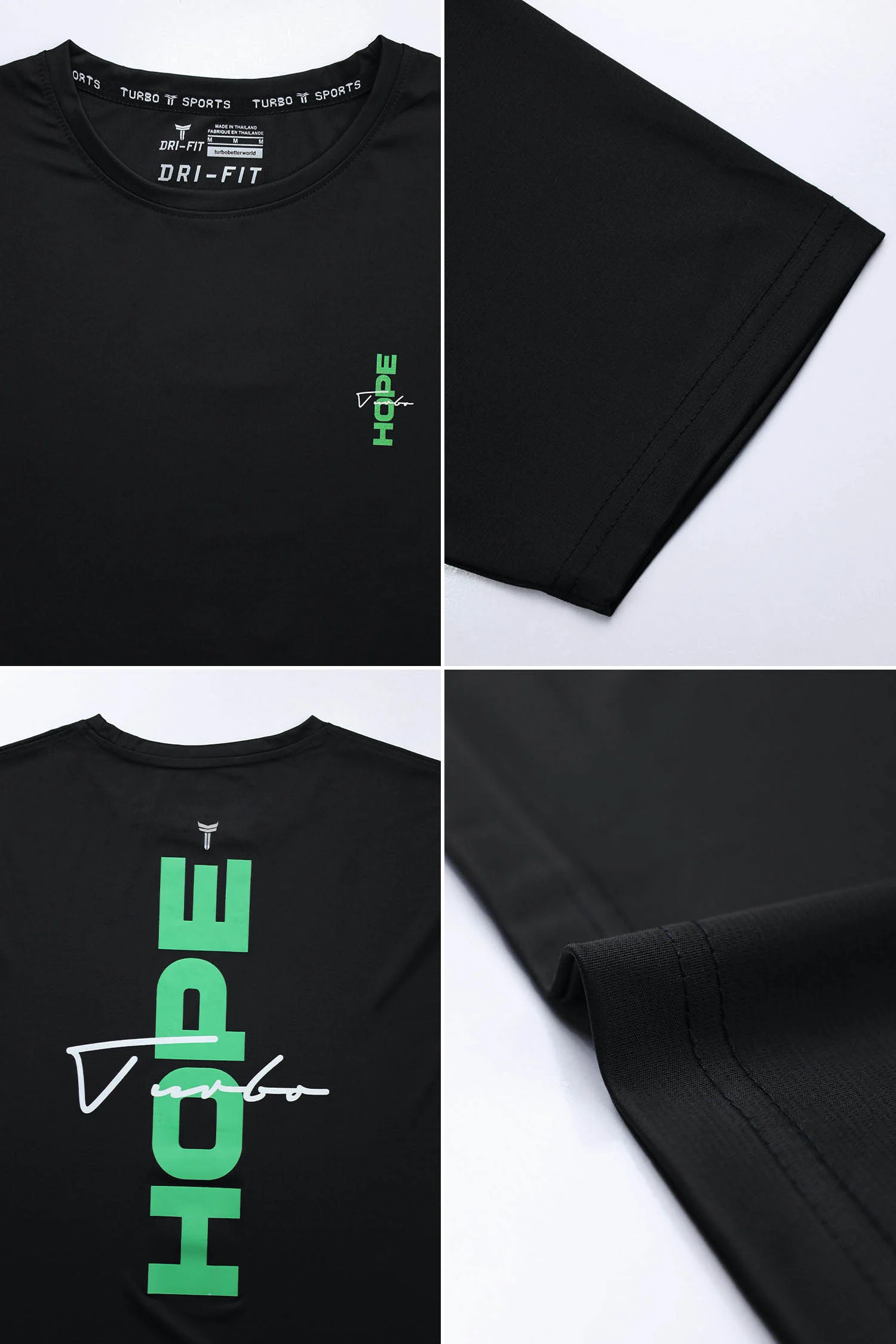 Turbo Strength in Hope Performance Dry-Fit Tee In Black - Image 4