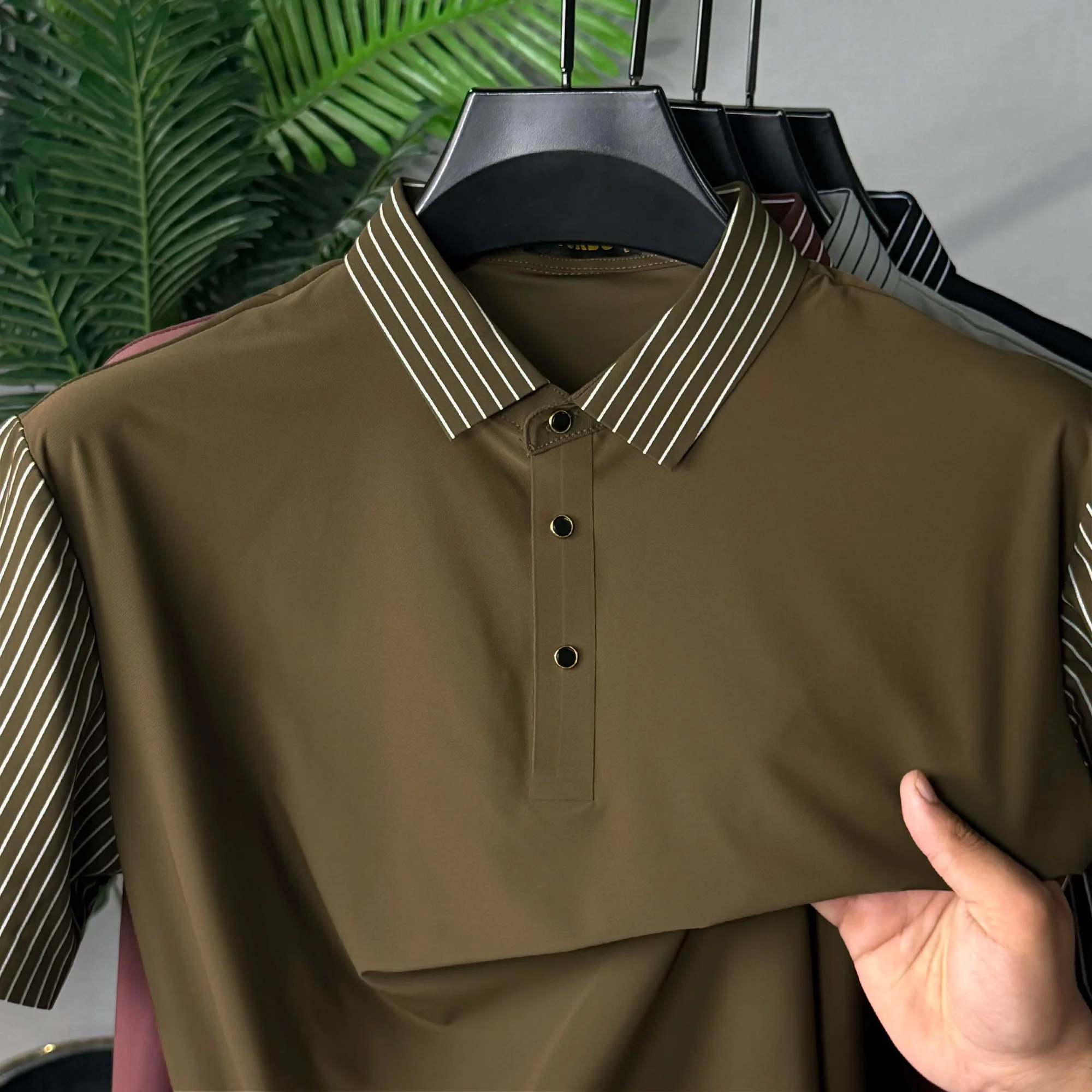 Turbo  Striped Collared Men's Polo T-Shirt - Image 14