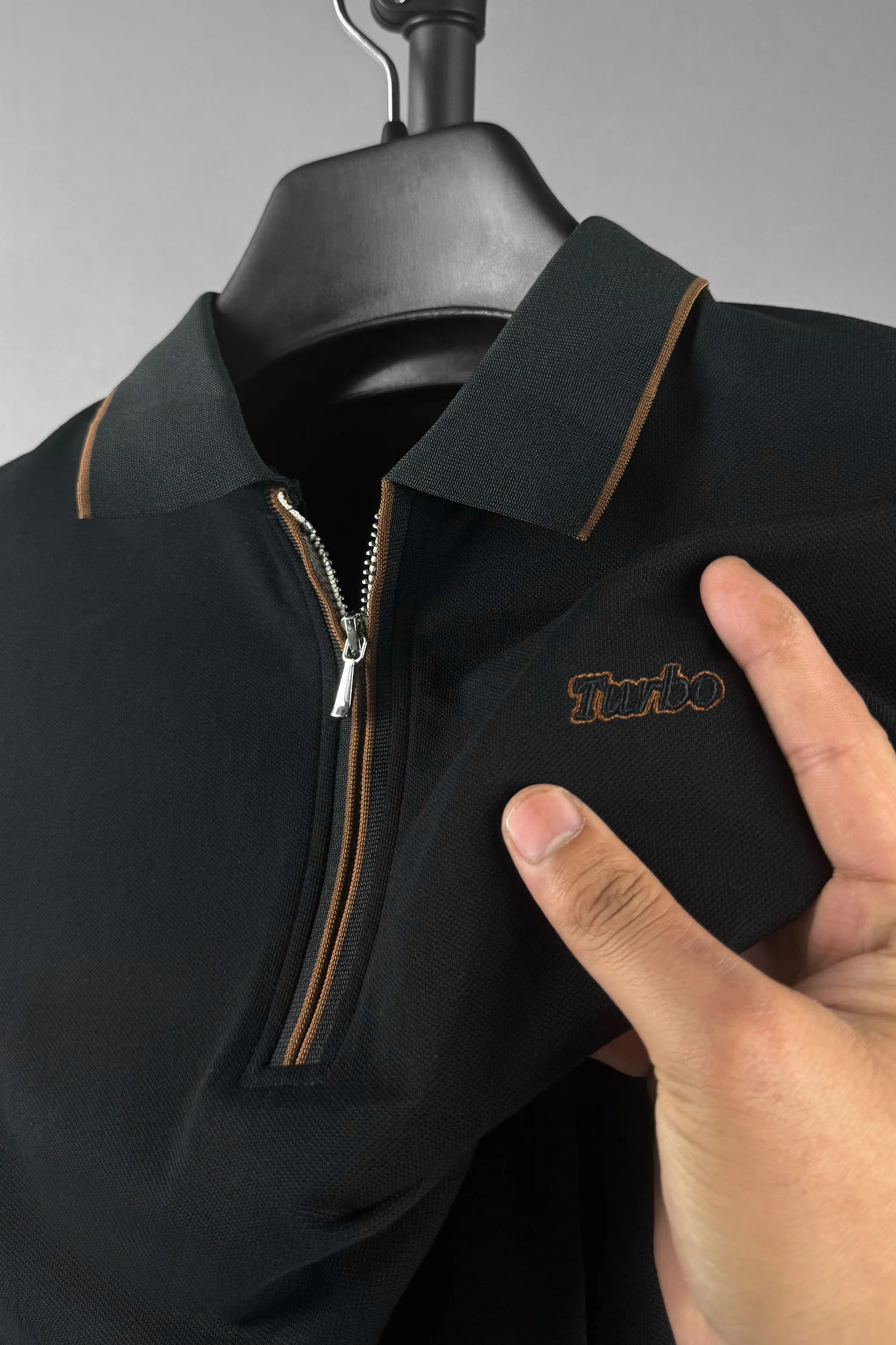 Turbo Studiofit Detailed Zip Collar Men's Polo Shirt - Image 7