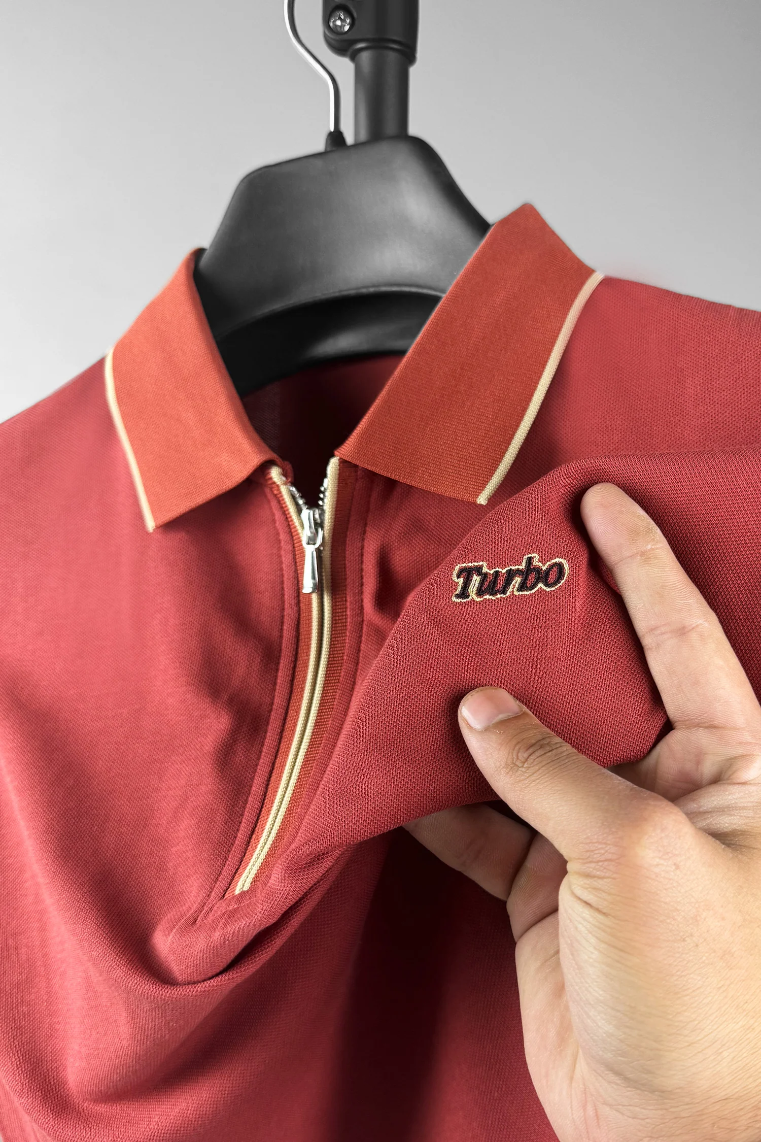 Turbo Studiofit Detailed Zip Collar Men's Polo Shirt - Image 10