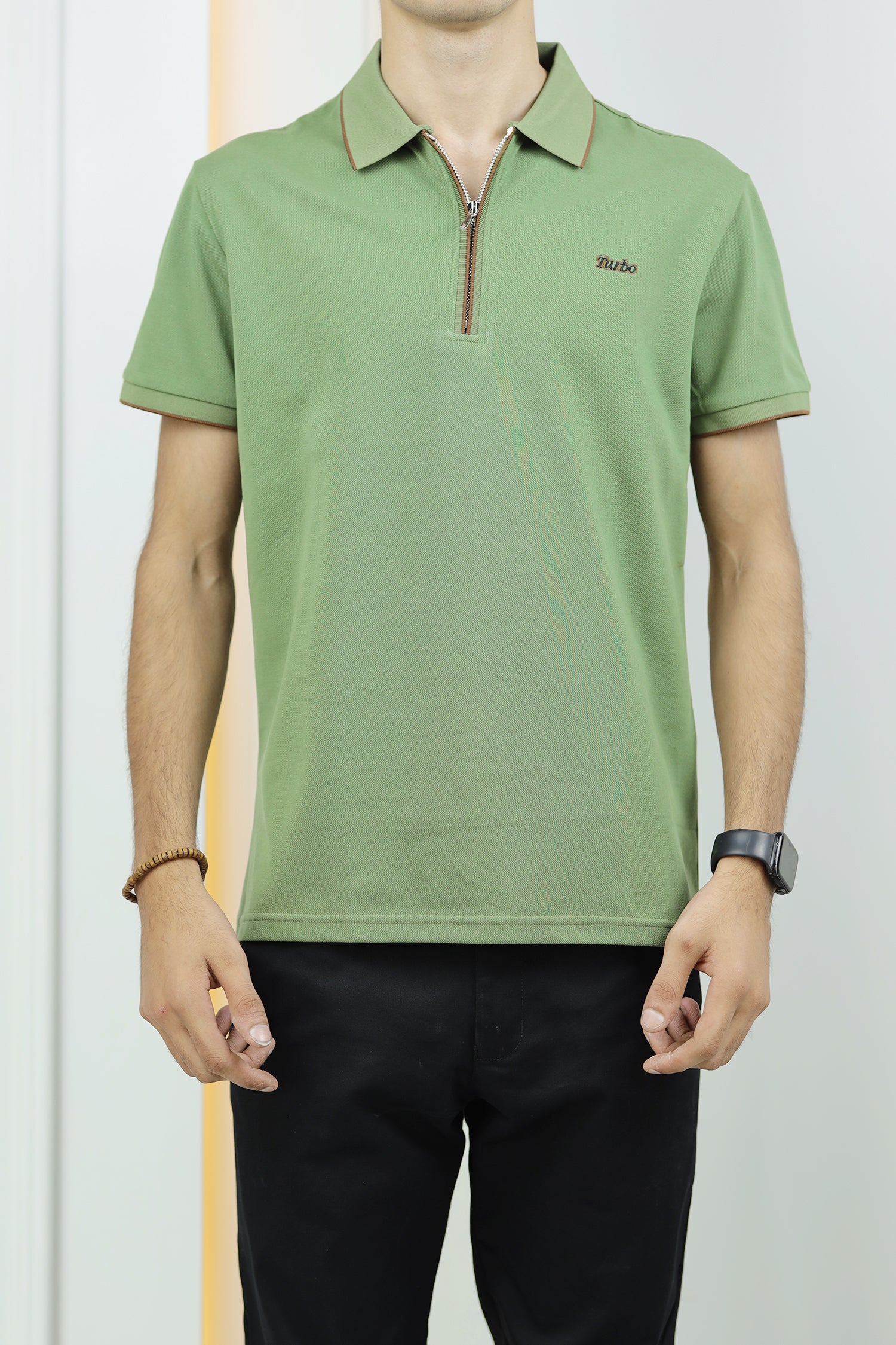 Turbo Studiofit Detailed Zip Collar Men's Polo Shirt - Image 3