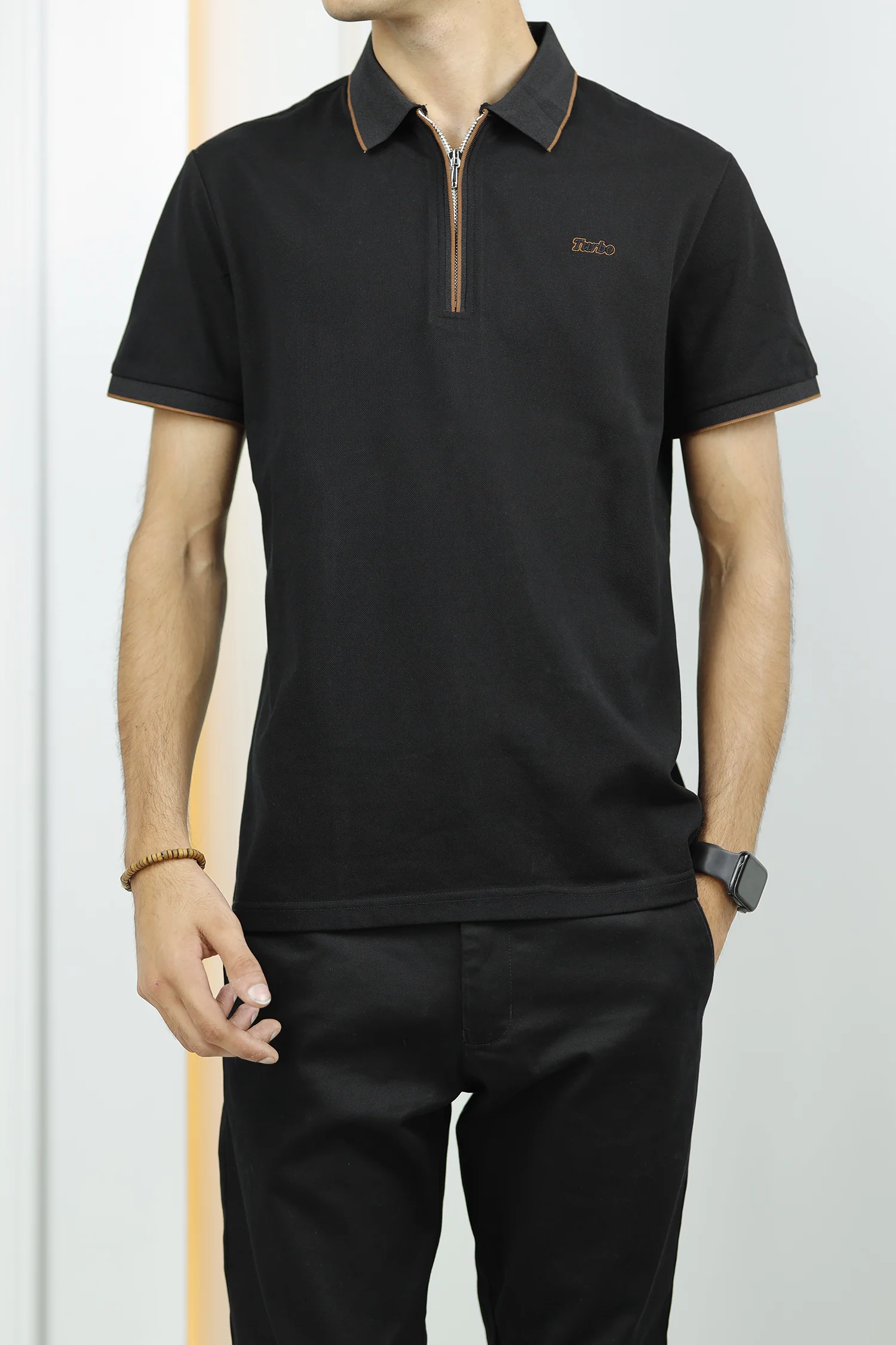 Turbo Studiofit Detailed Zip Collar Men's Polo Shirt - Image 4