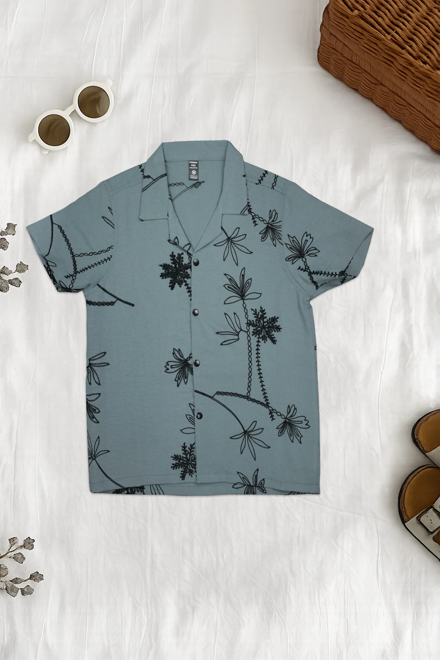 Turbo Palm Leaf Pattern Younger Kids Casual-Shirt - Image 3