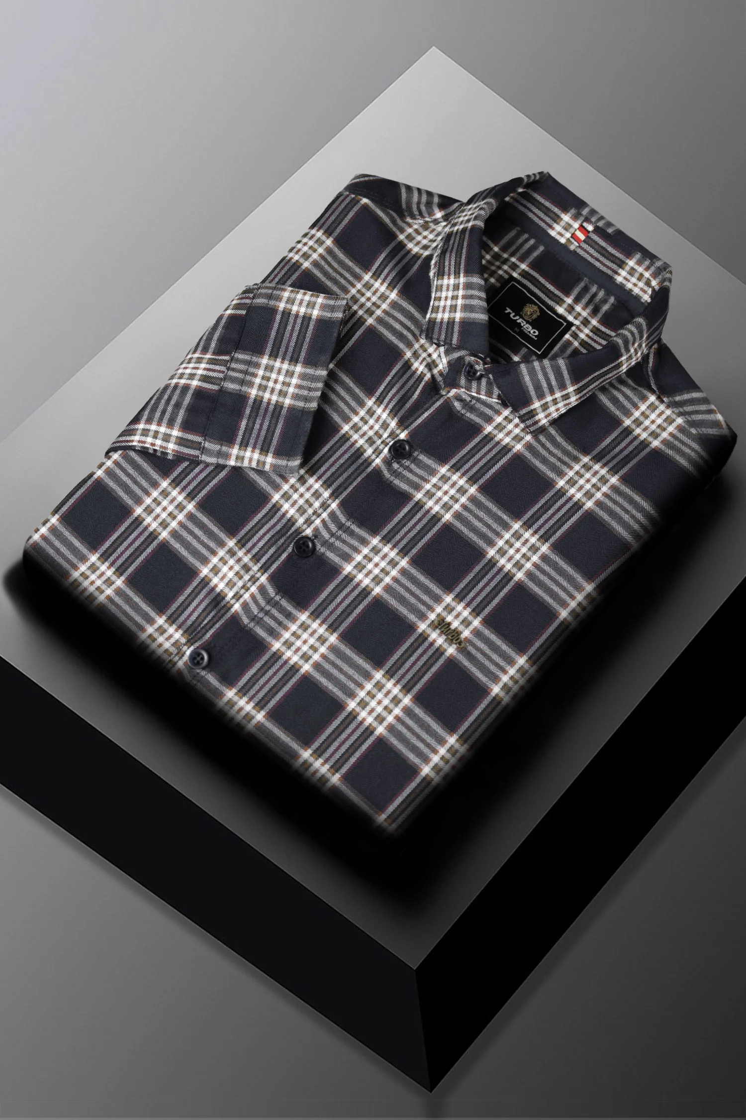 Turbo Tattersall Checkered Long Sleeve Cotton Casual Shirt - Image 11