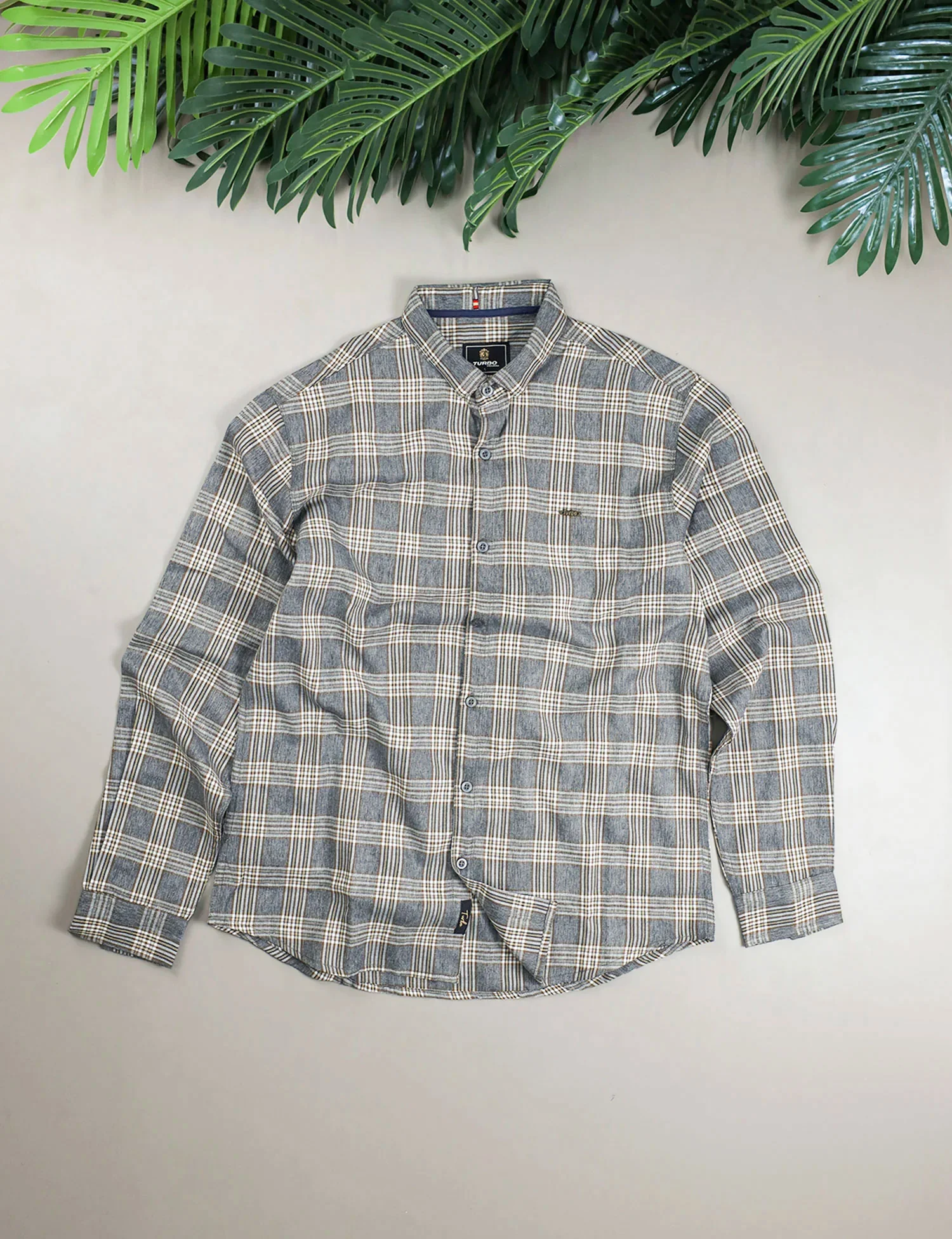 Turbo Tattersall Checkered Long Sleeve Cotton Casual Shirt - Image 14