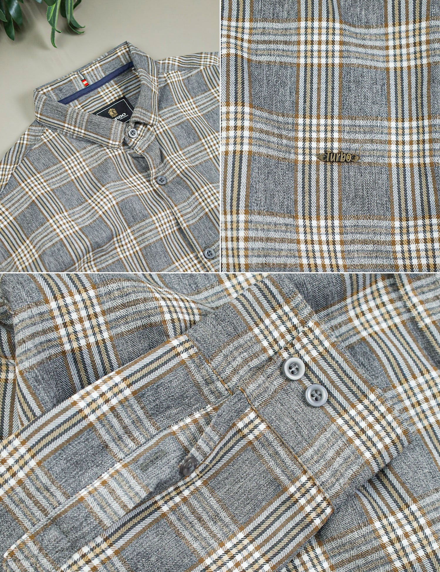 Turbo Tattersall Checkered Long Sleeve Cotton Casual Shirt - Image 16