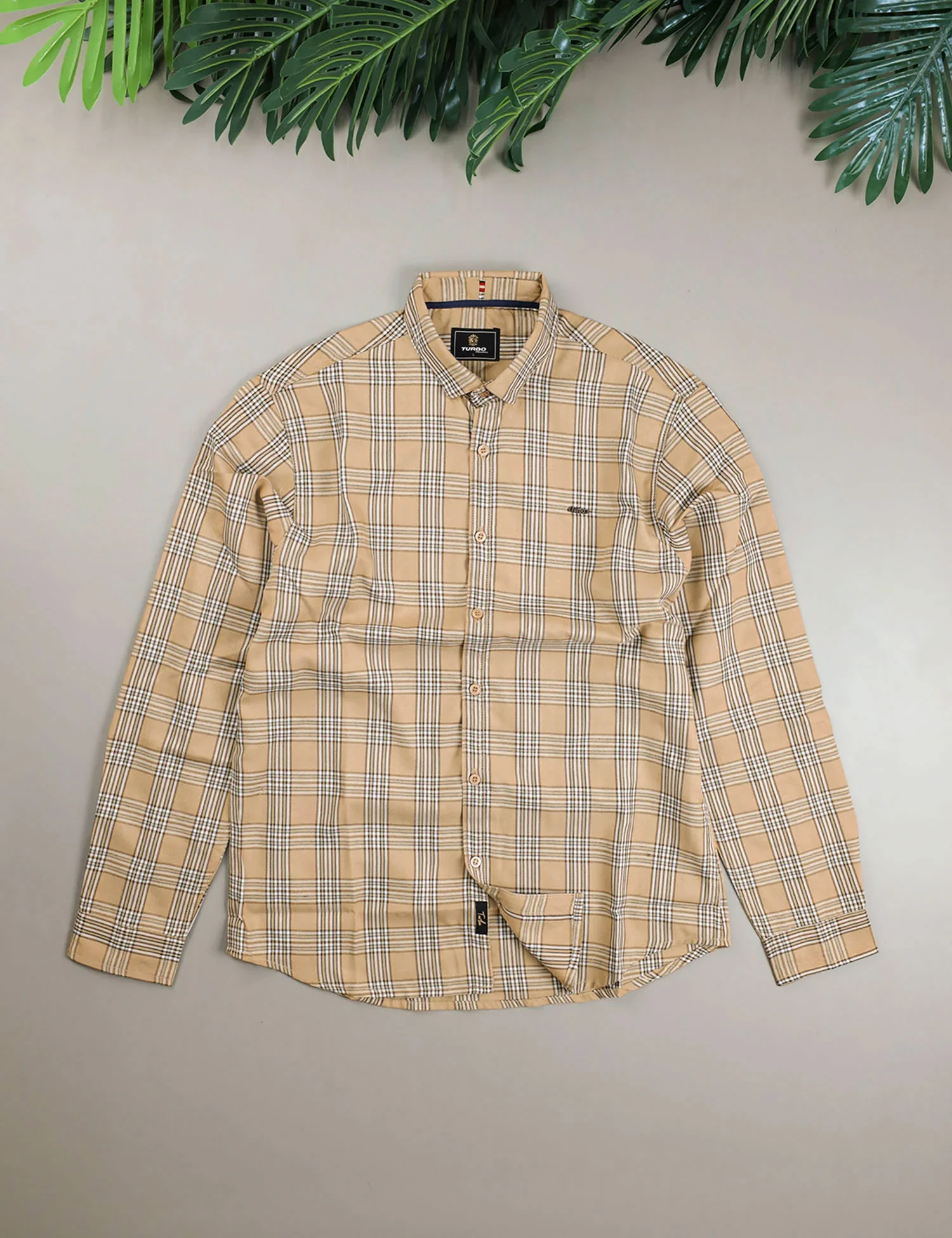 Turbo Tattersall Checkered Long Sleeve Cotton Casual Shirt - Image 2
