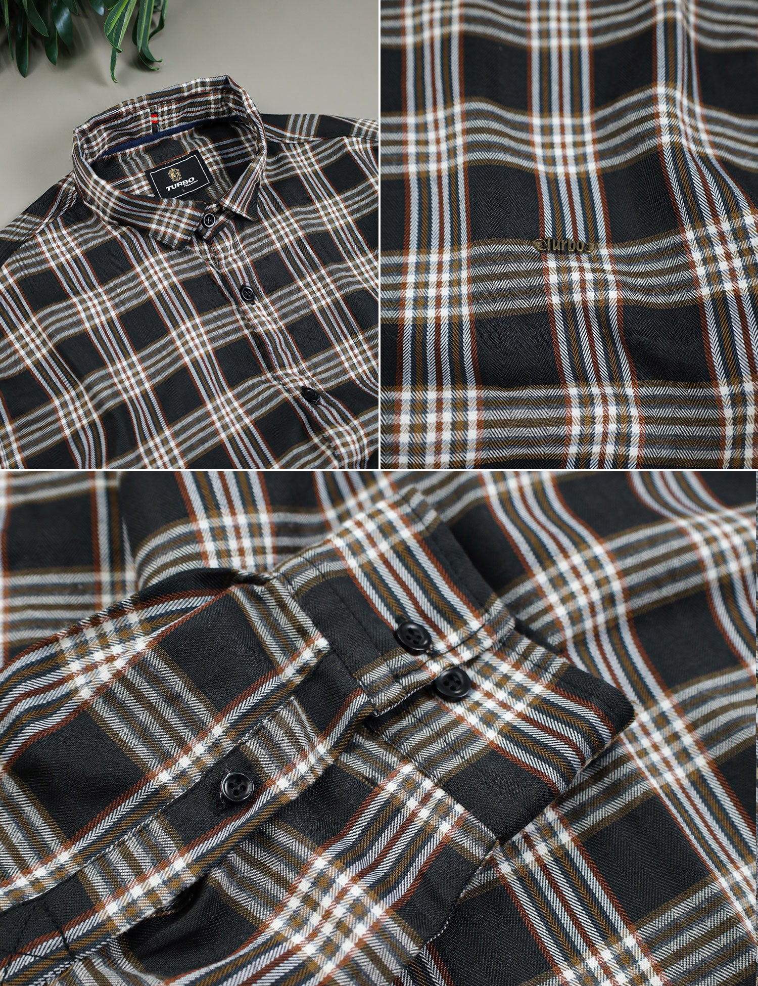 Turbo Tattersall Checkered Long Sleeve Cotton Casual Shirt - Image 6