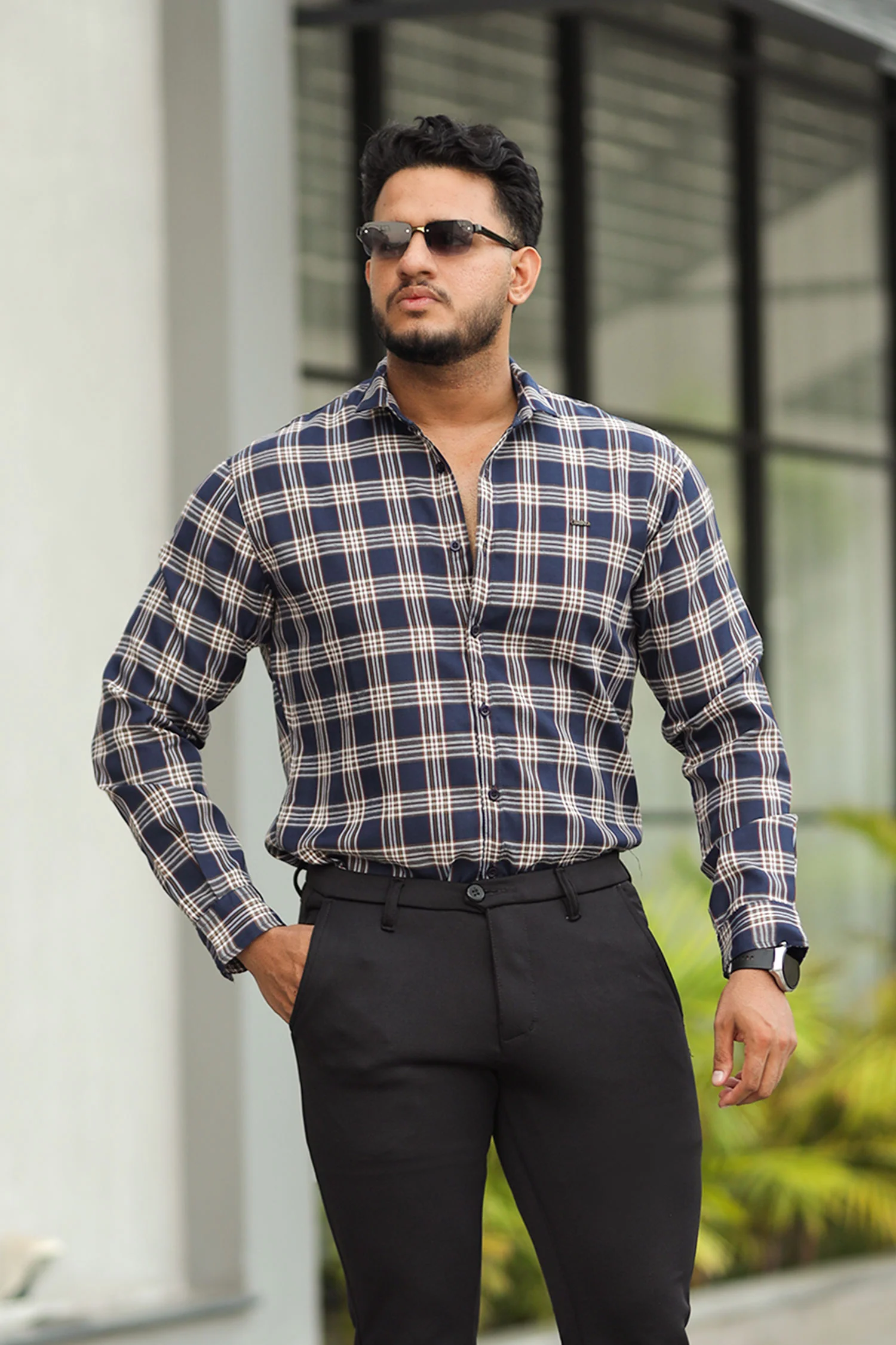 Turbo Tattersall Checkered Long Sleeve Cotton Casual Shirt - Image 5