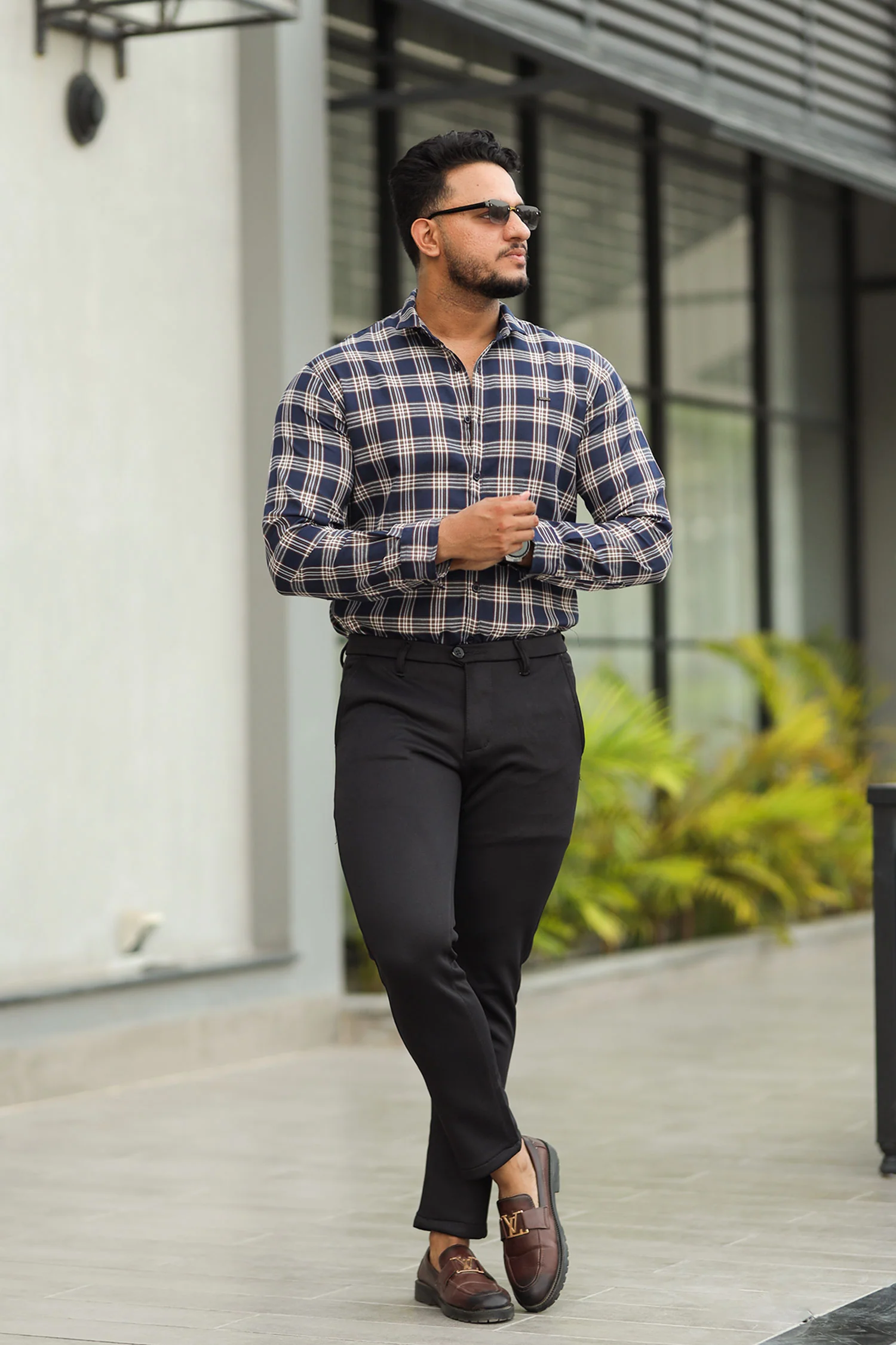 Turbo Tattersall Checkered Long Sleeve Cotton Casual Shirt - Image 6