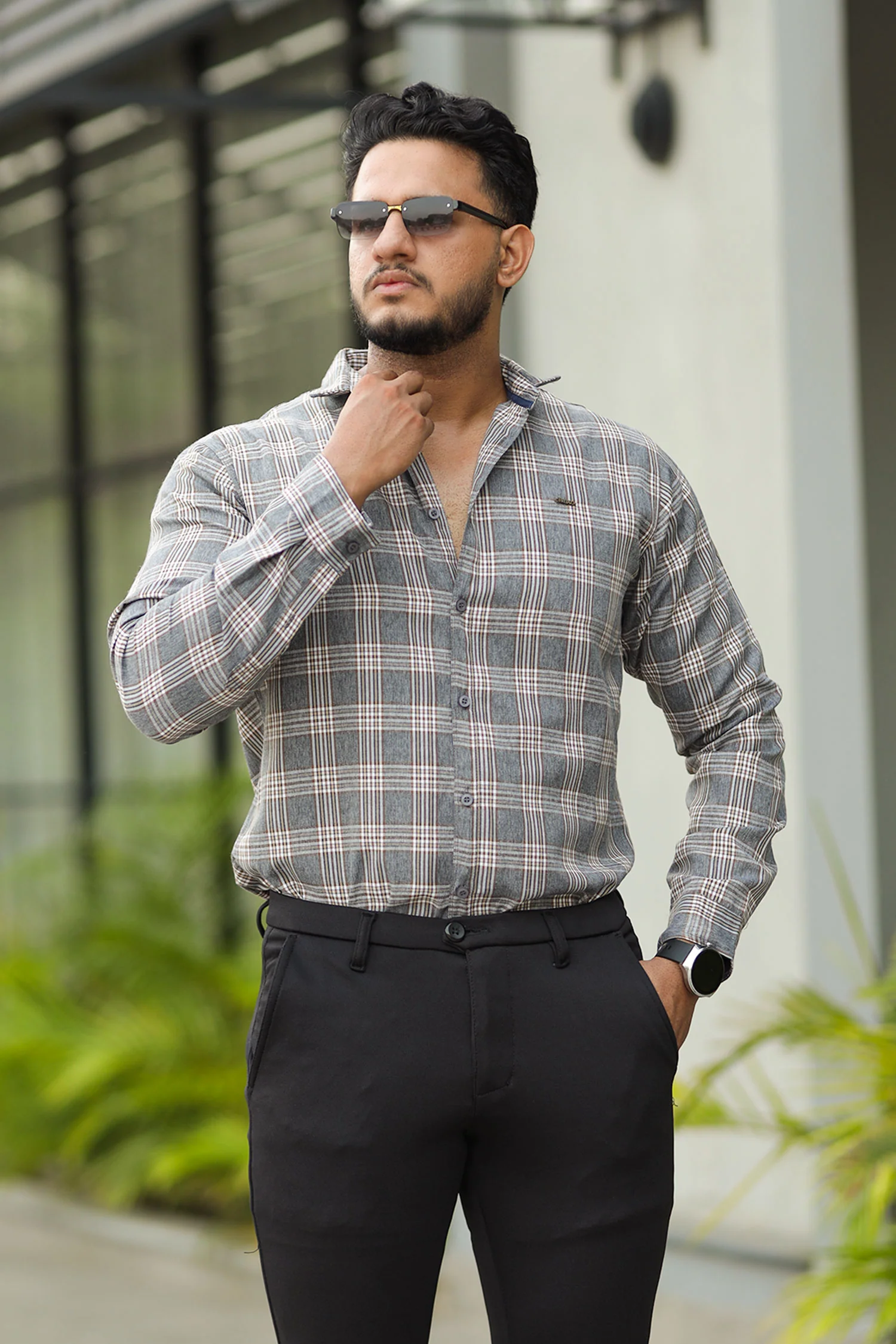 Turbo Tattersall Checkered Long Sleeve Cotton Casual Shirt - Image 9