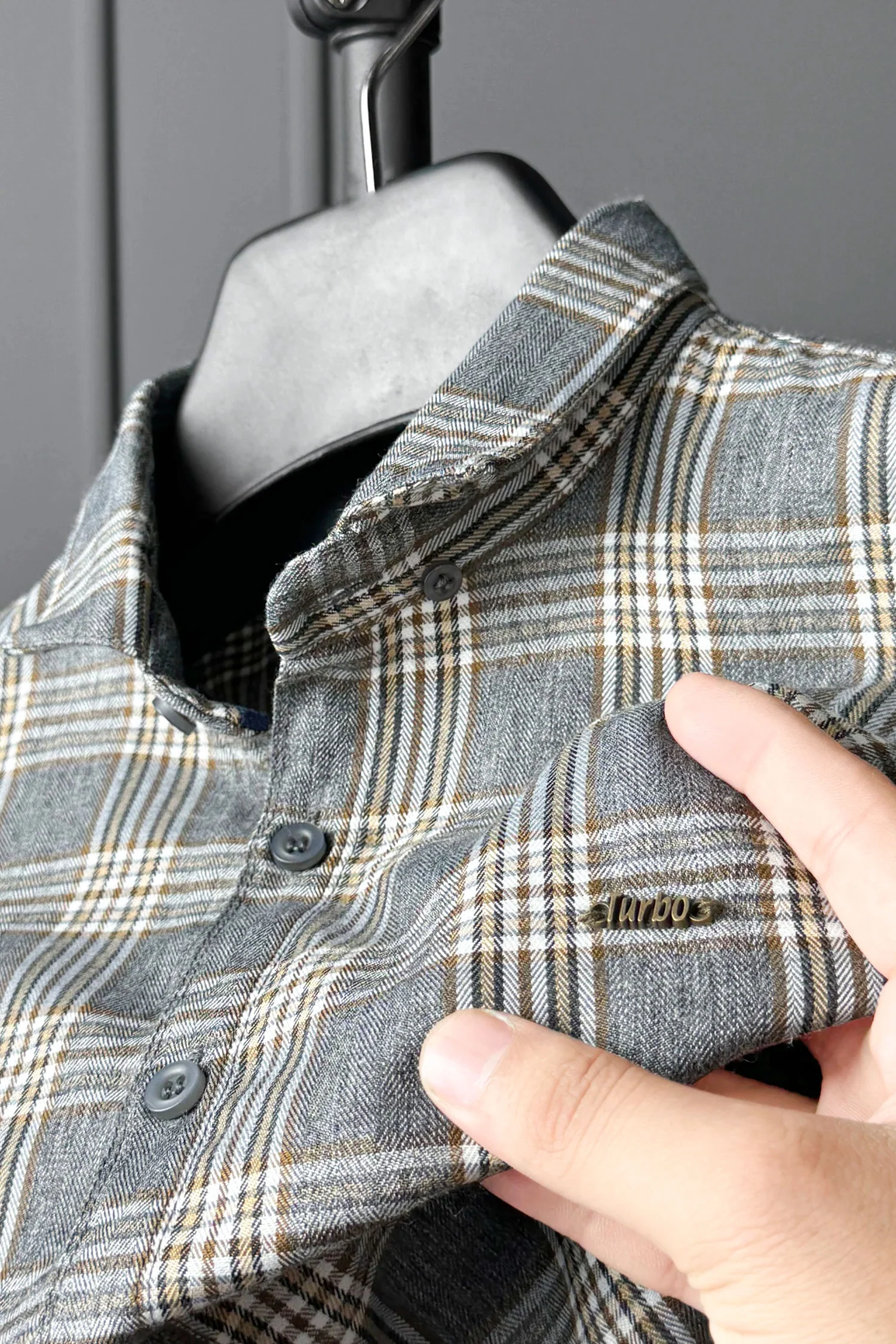 Turbo Tattersall Checkered Long Sleeve Cotton Casual Shirt - Image 5