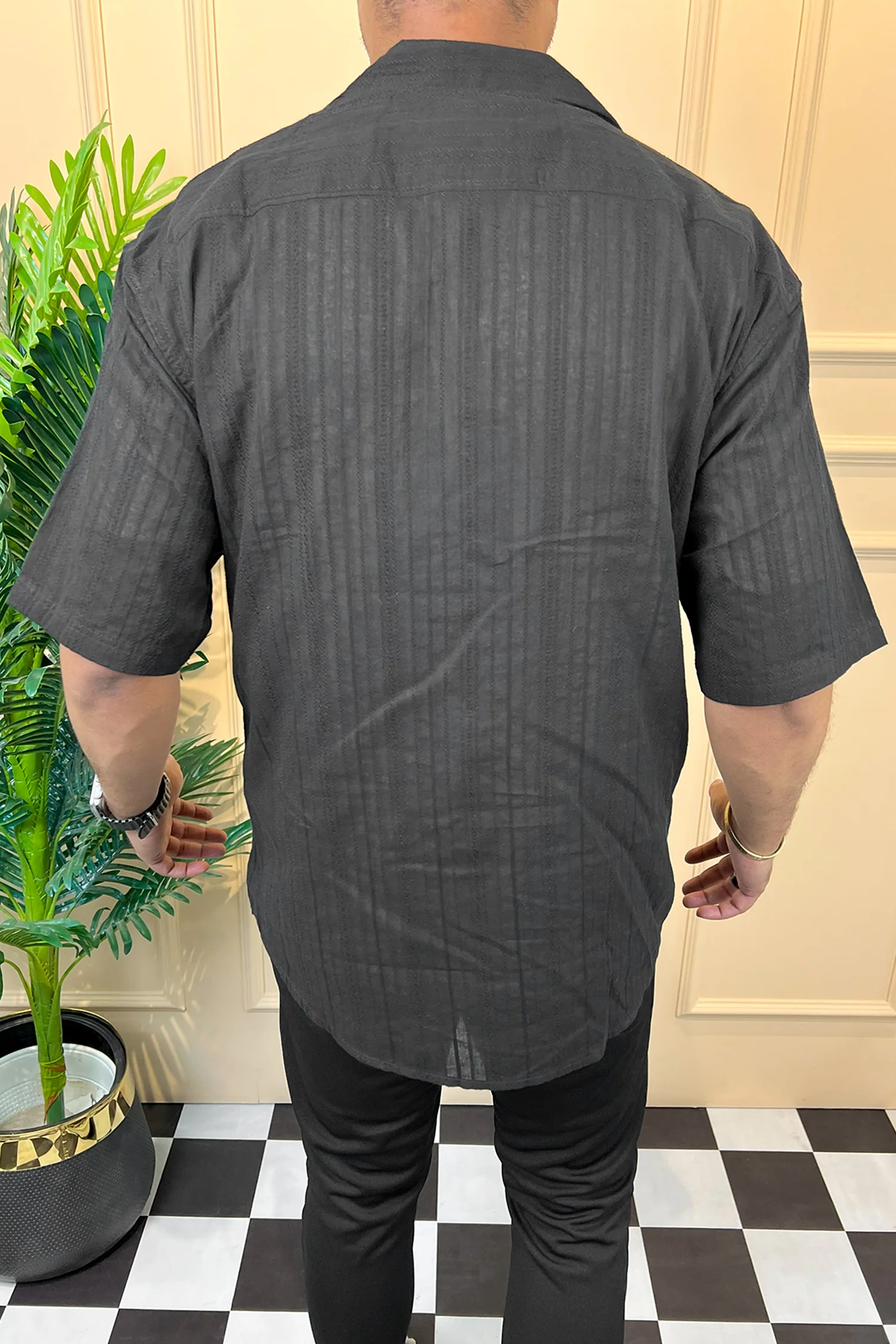 Turbo Textured Champ Casual Shirt In Black - Image 7