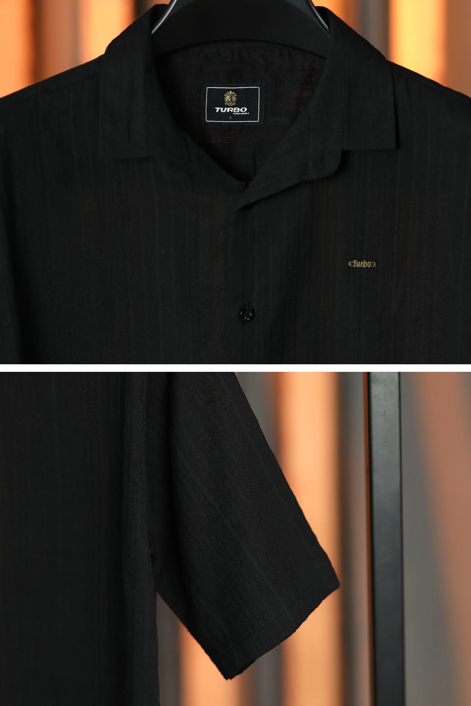 Turbo Textured Champ Casual Shirt In Black - Image 3