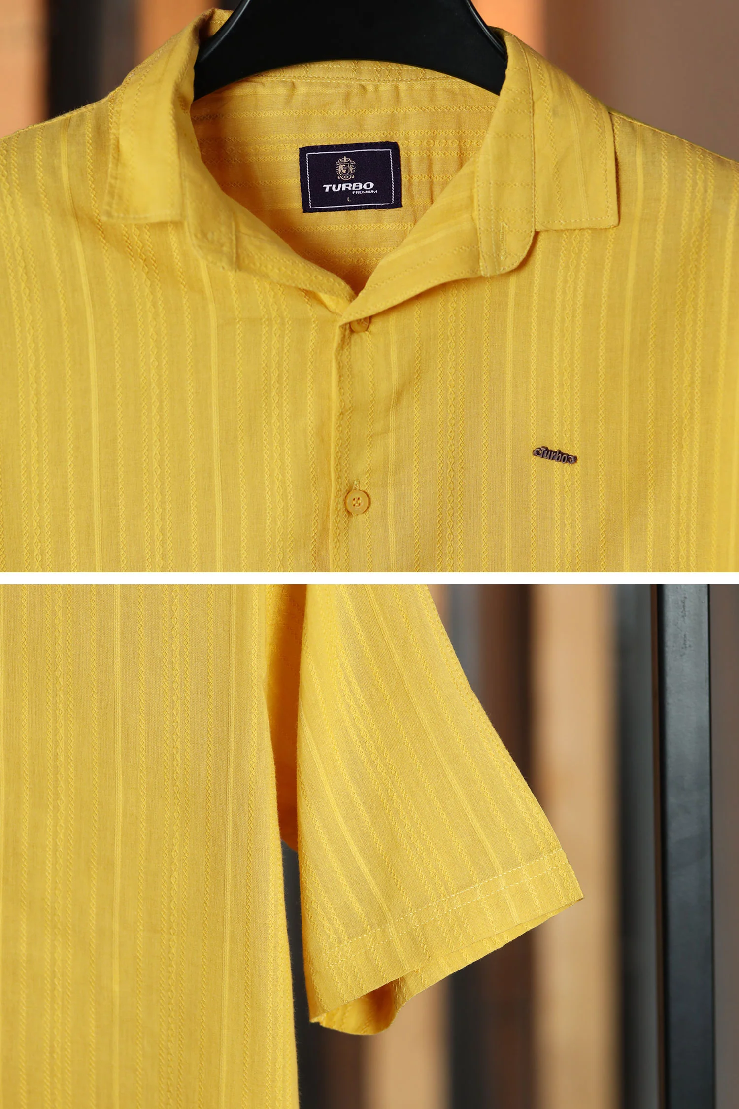 Turbo Textured Champ Casual Shirt In Mustard Yellow - Image 3