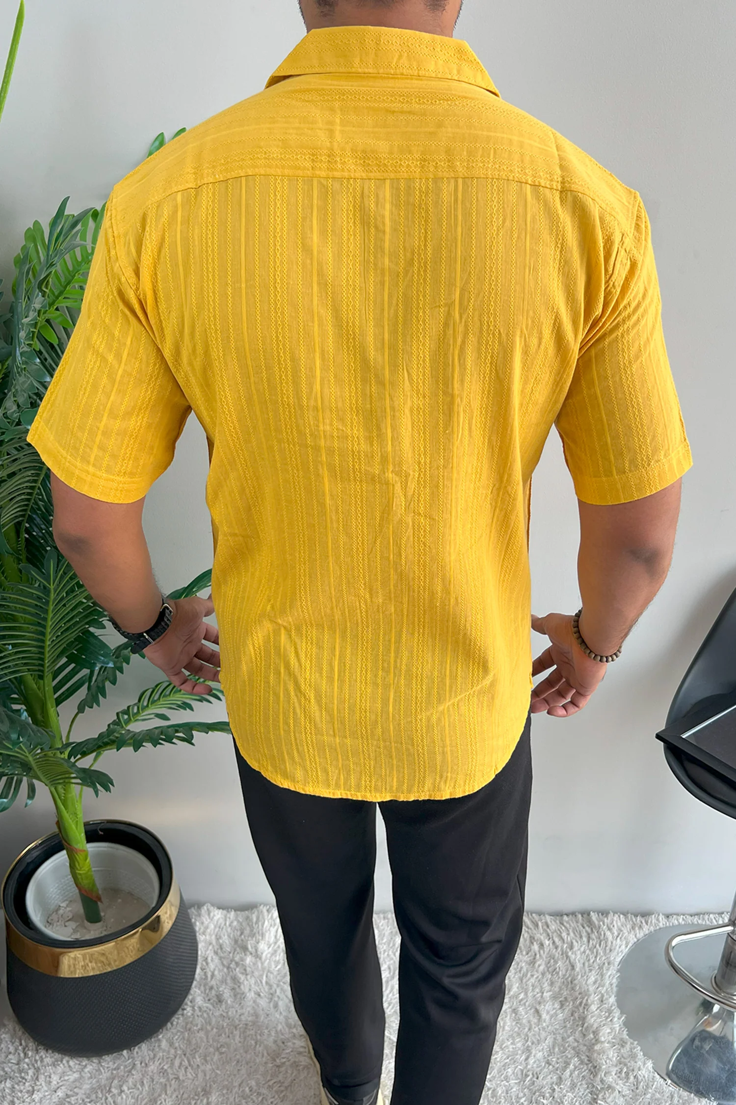 Turbo Textured Champ Casual Shirt In Mustard Yellow - Image 4