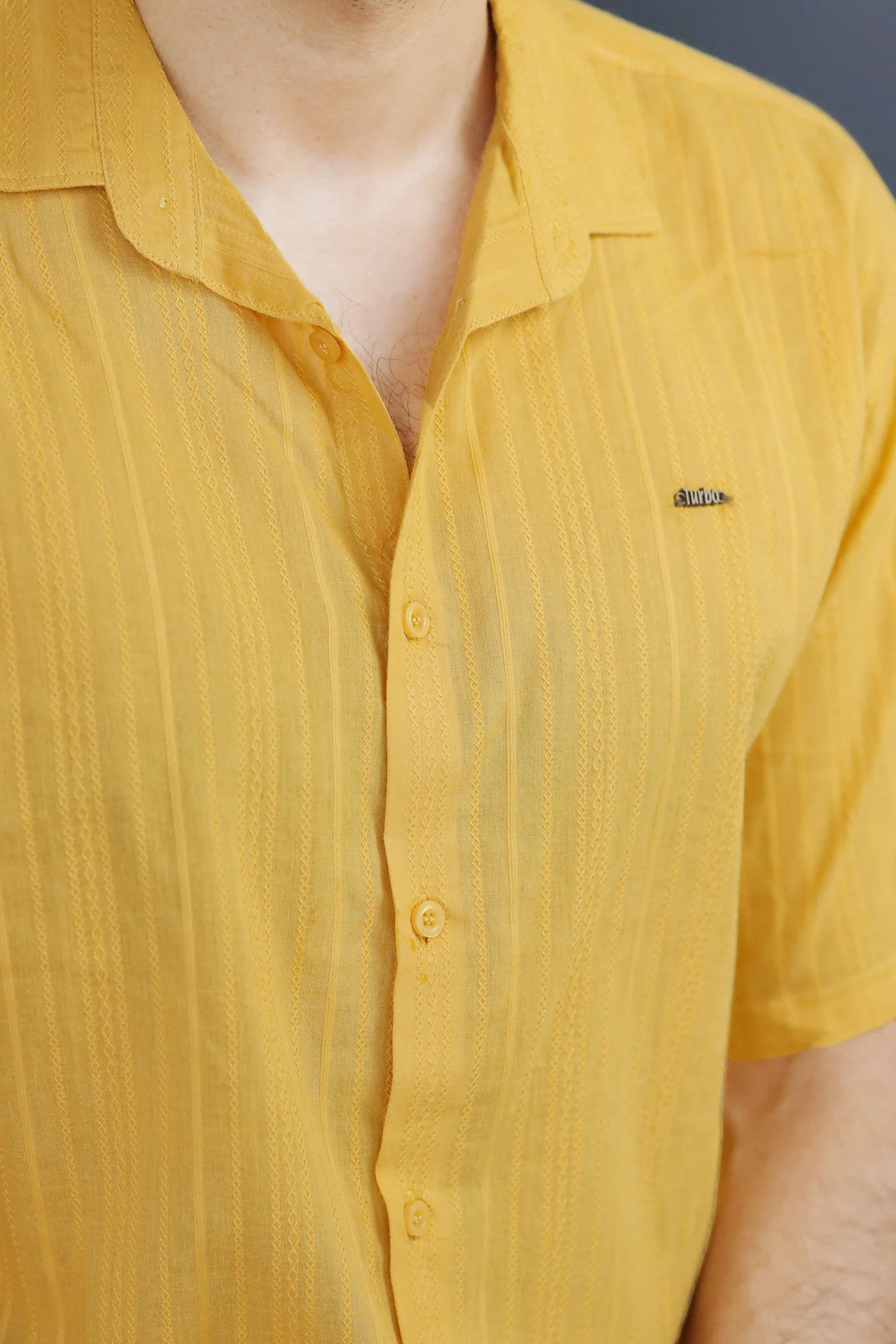Turbo Textured Champ Casual Shirt In Mustard Yellow - Image 3