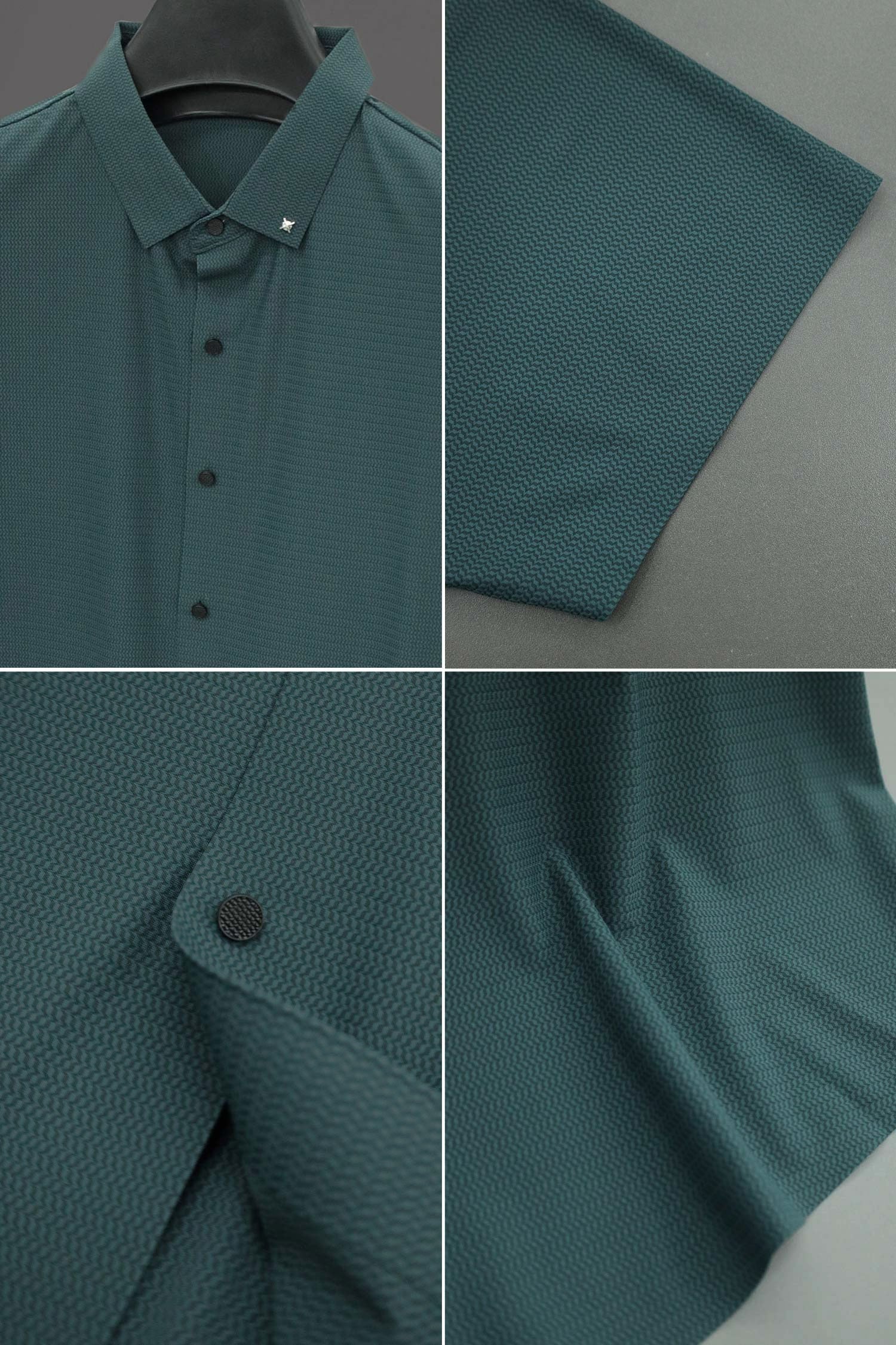 Turbo Textured Finish Button Down Silk Casual Shirt In Dark Zink - Image 3