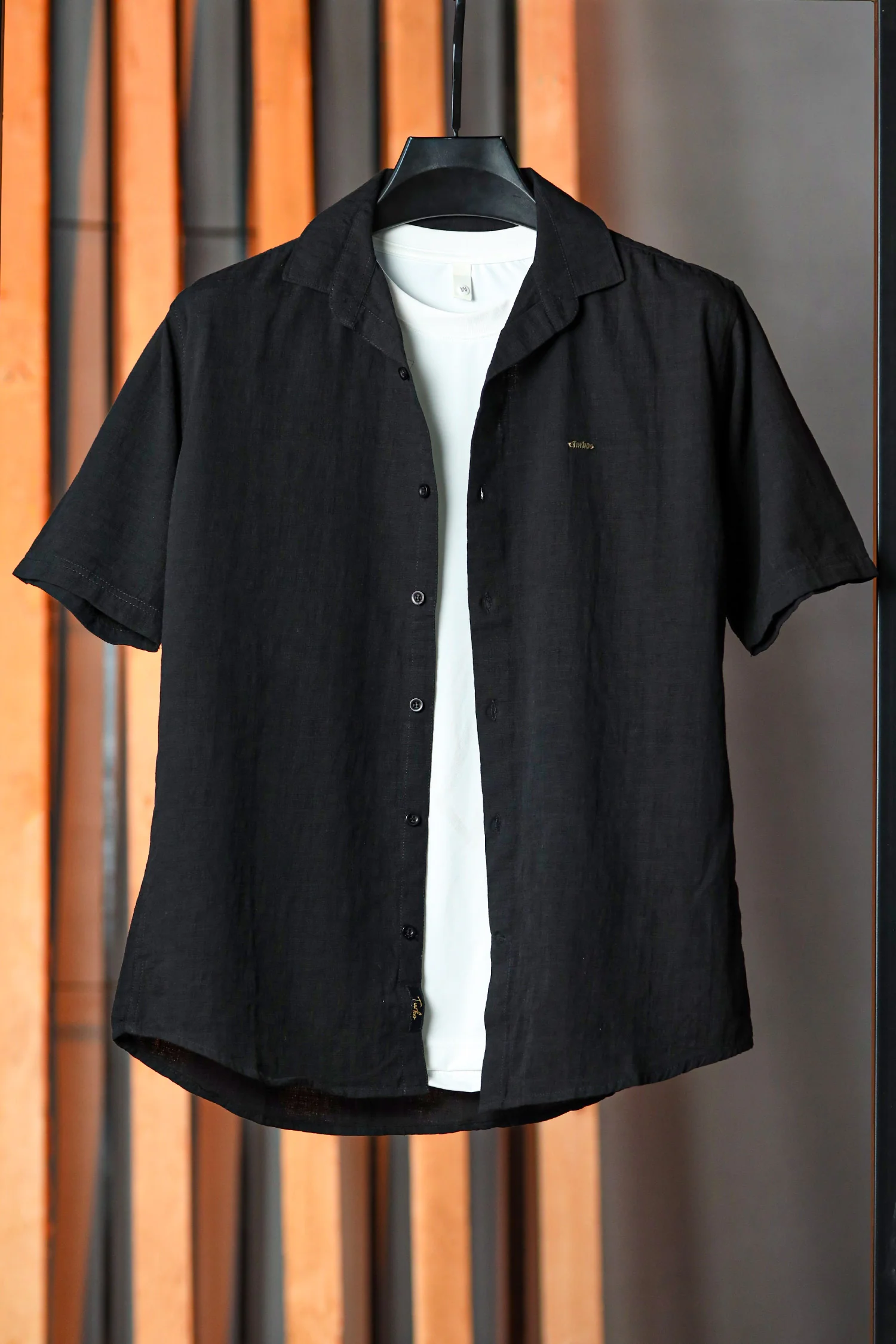 Turbo Textured Relaxed Fit Casual Shirt In Black