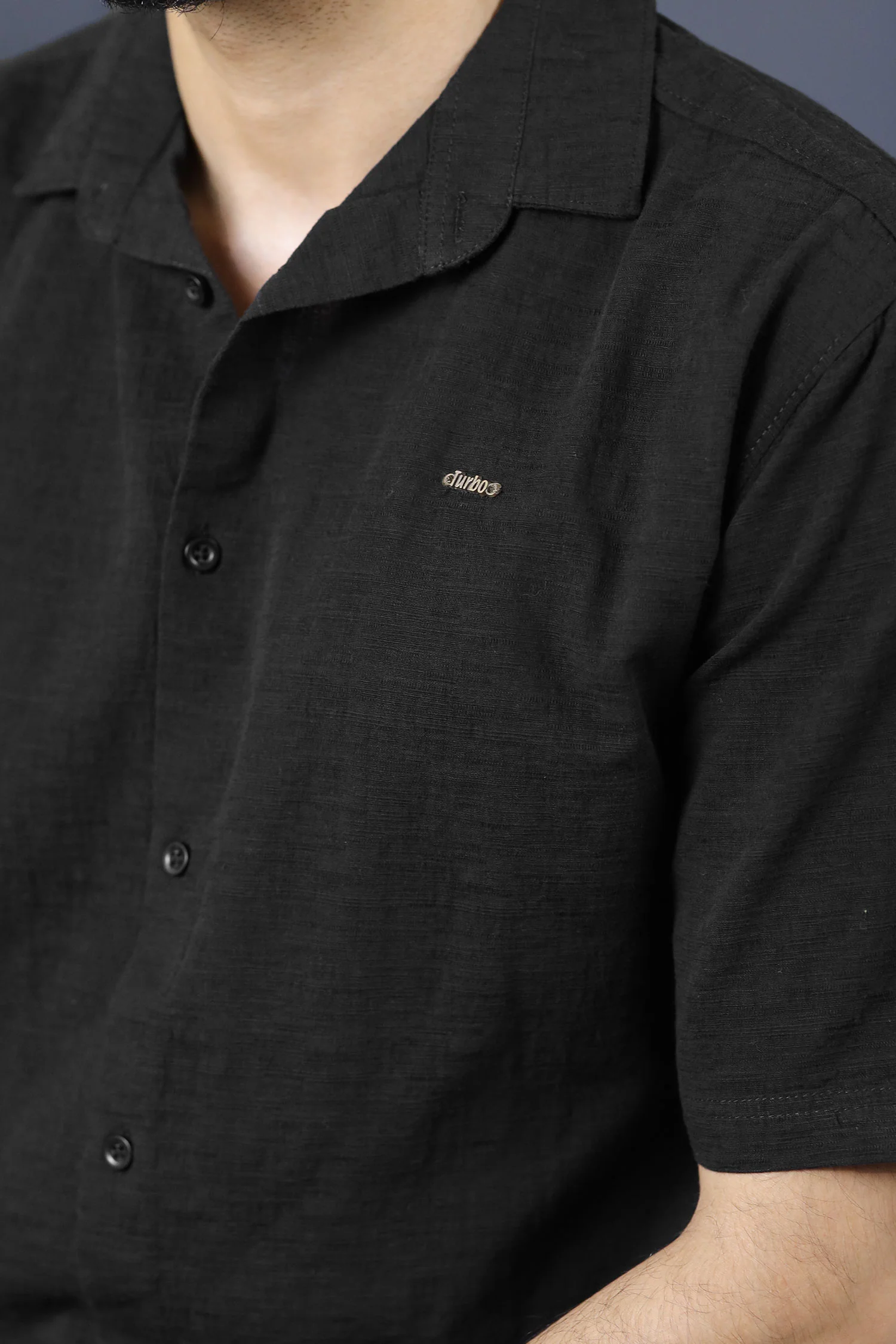 Turbo Textured Relaxed Fit Casual Shirt In Black - Image 3