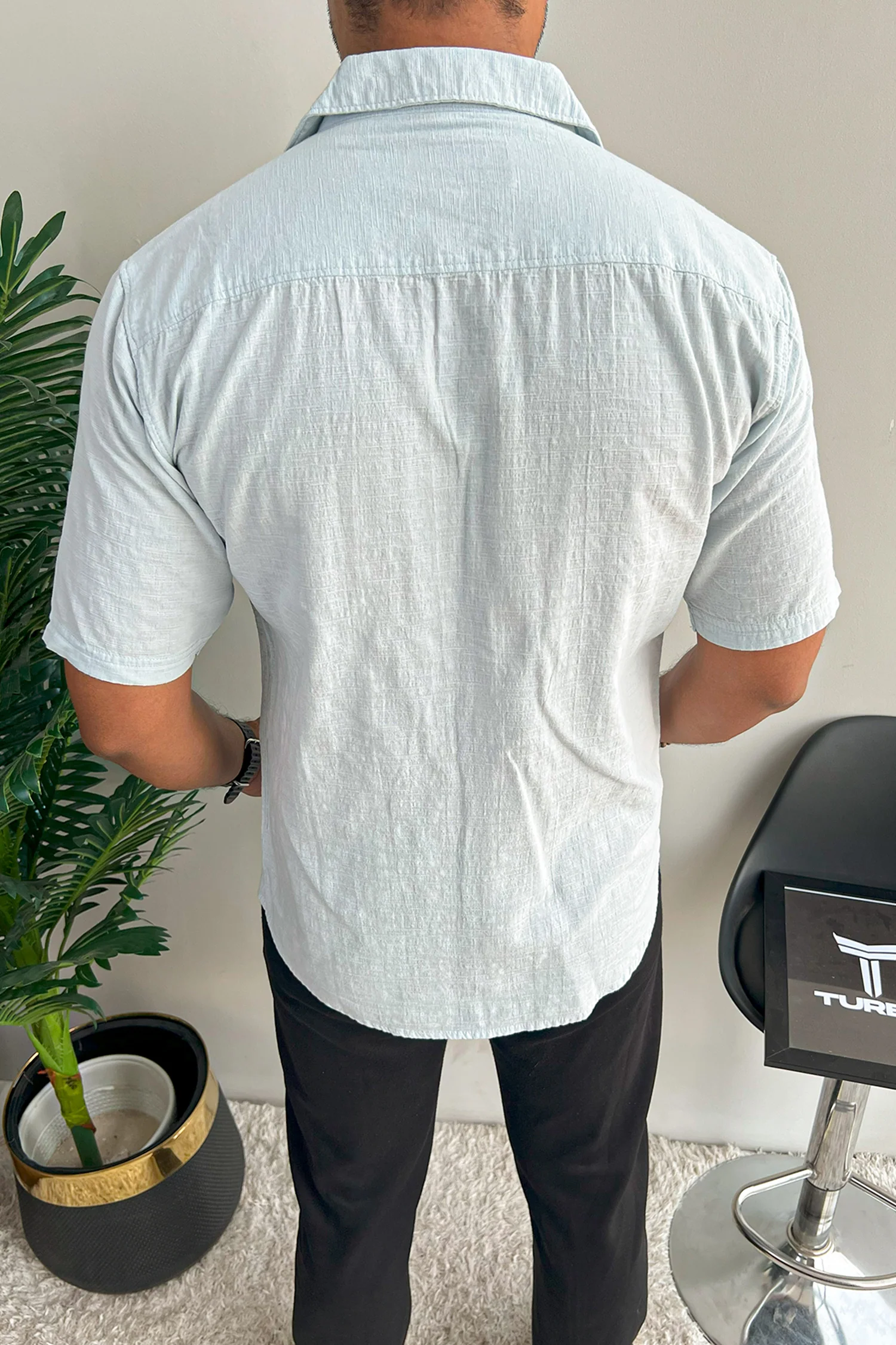 Turbo Textured Relaxed Fit Casual Shirt In Ice Blue - Image 4