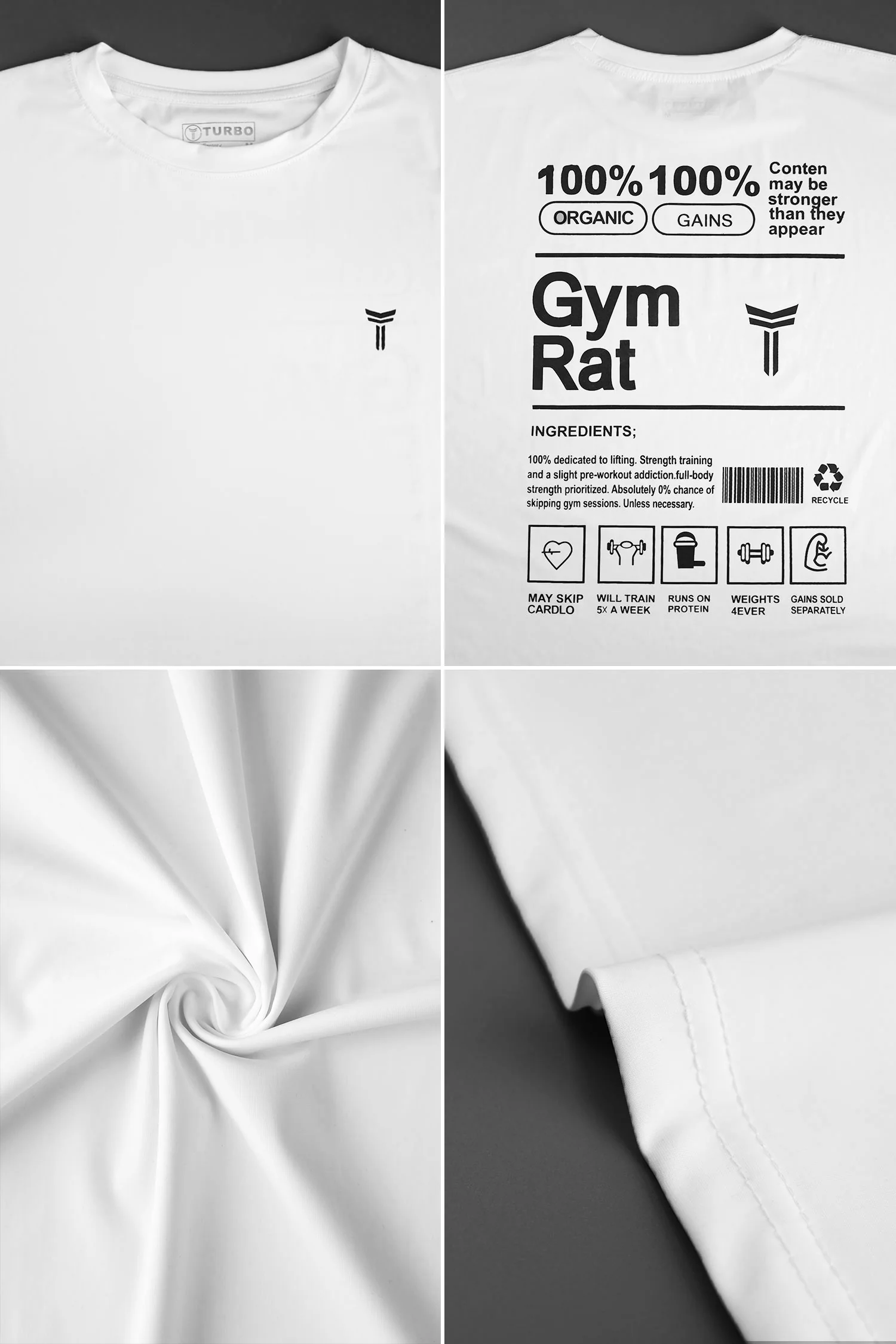 Turbo 'The Gymrat Manifesto' Graphic Performance Dry-Fit Tee - Image 8