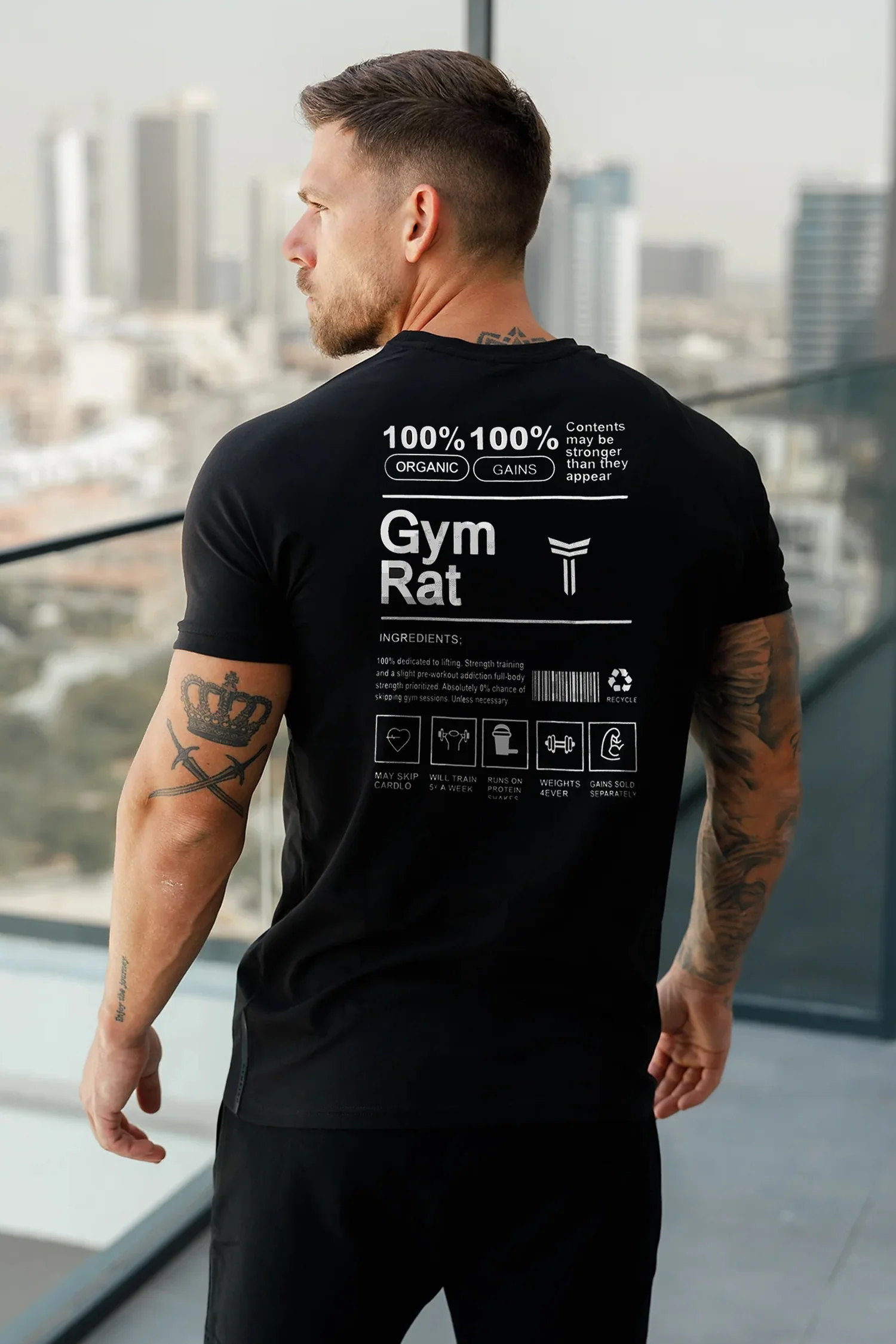 Turbo 'The Gymrat Manifesto' Graphic Performance Dry-Fit Tee In Black - Image 2