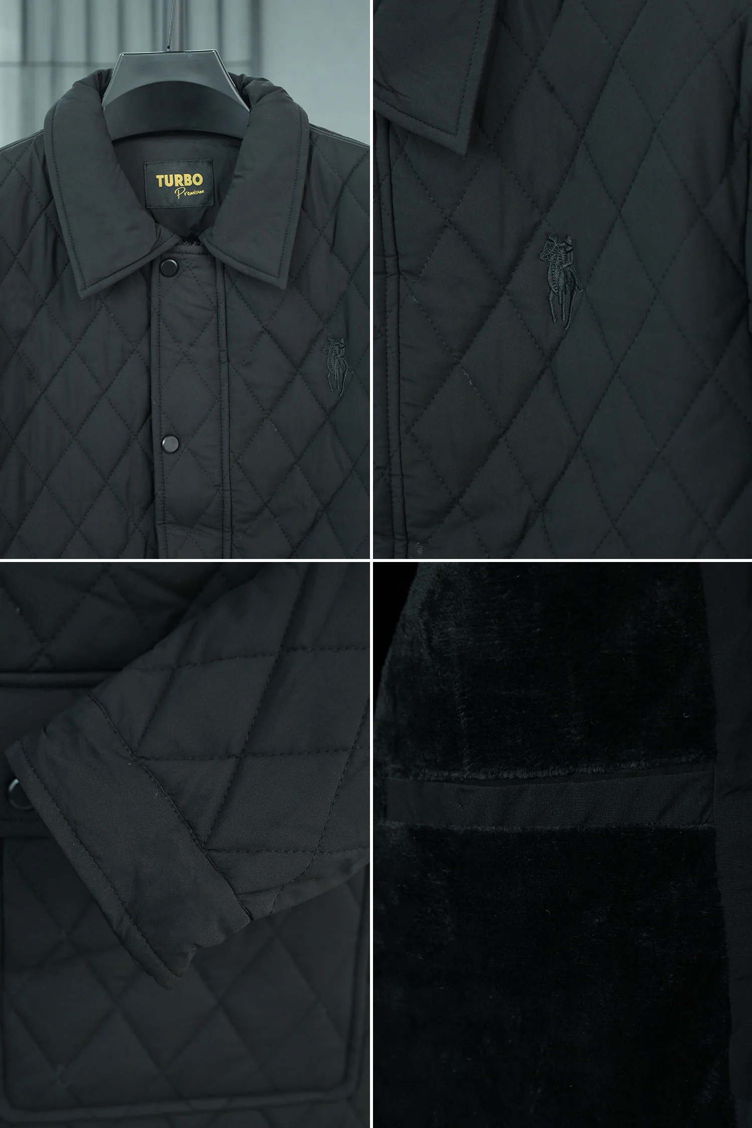 Turbo Thread Motive Quilted Puffer Jacket In Black - Image 4