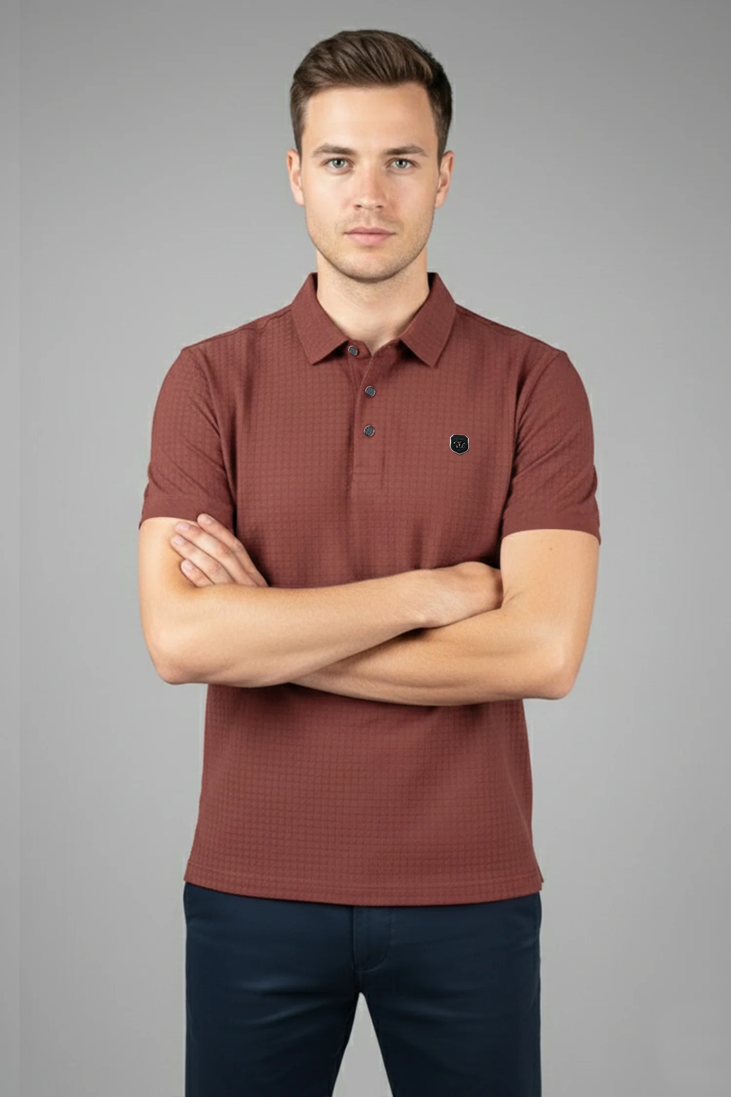 Turbo Trendy Block Pattern Stitchless Men's Polo Shirt