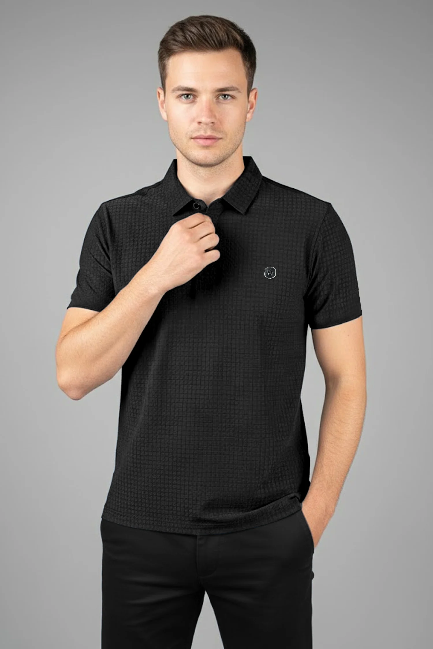 Turbo Trendy Block Pattern Stitchless Men's Polo Shirt - Image 4