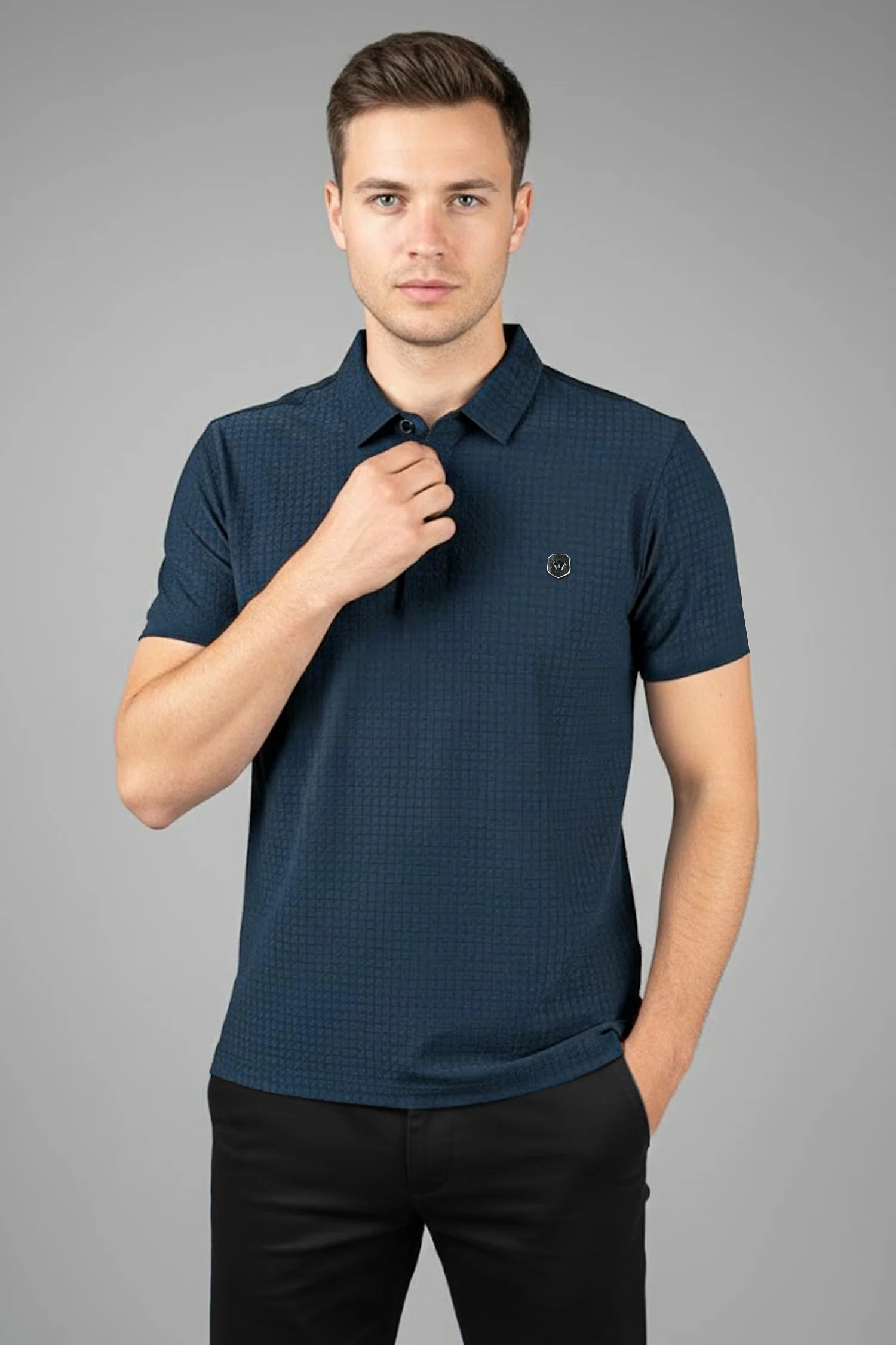 Turbo Trendy Block Pattern Stitchless Men's Polo Shirt - Image 7
