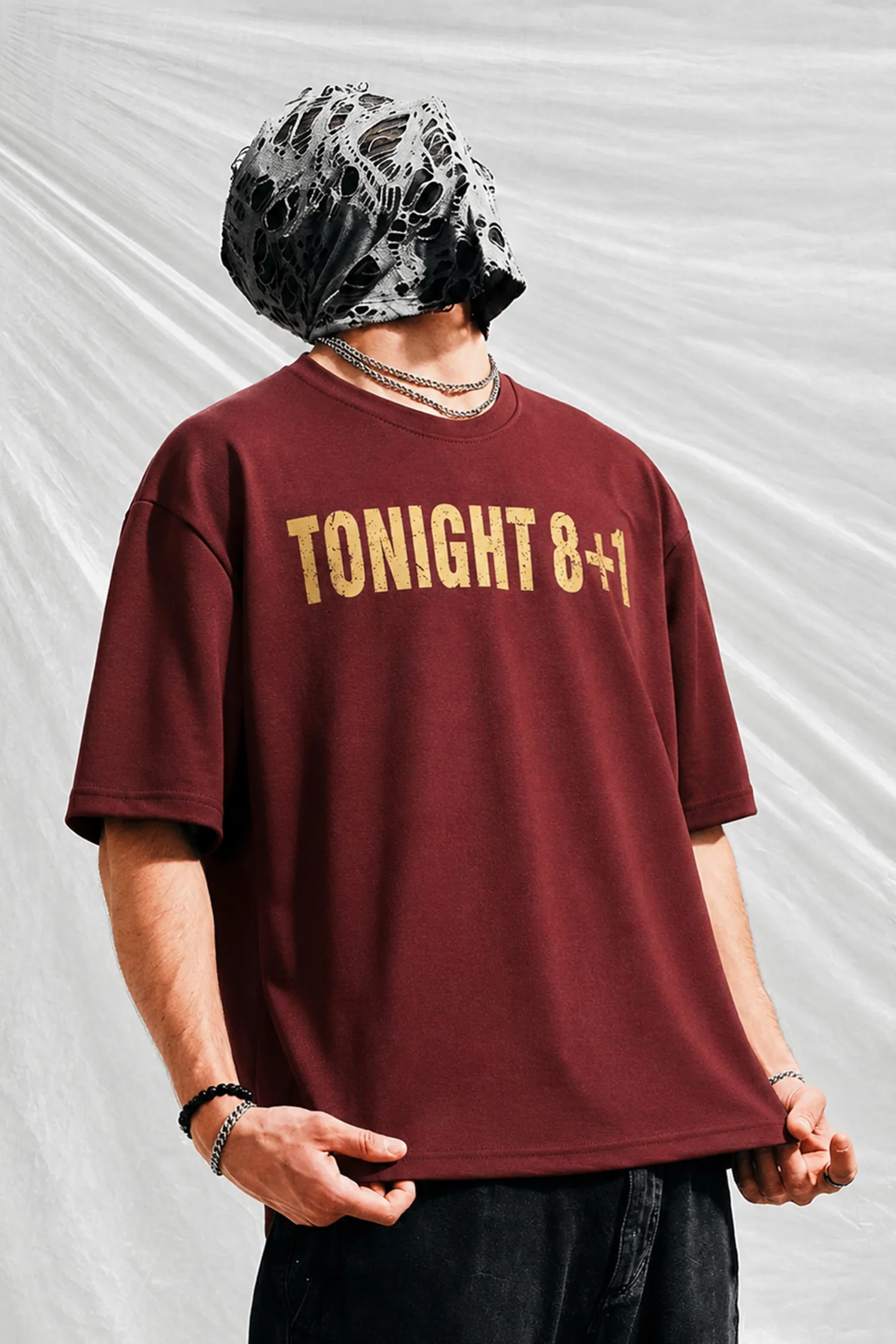 Turbo Urban Equation Men's Oversize Tee In Maroon - Image 3