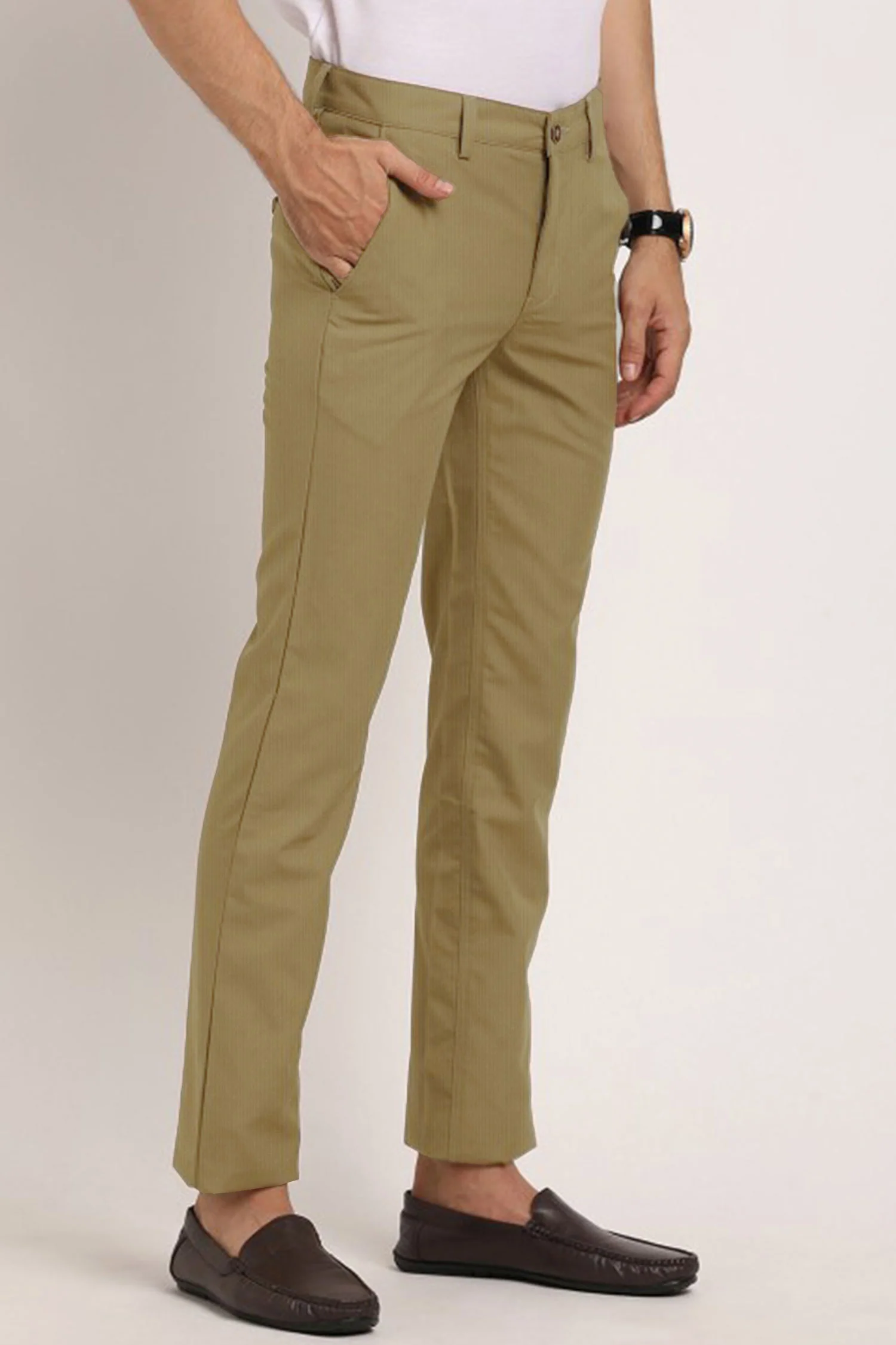 Turbo Urban Executive Slim Fit Cotton Pant In Light Camel - Image 3