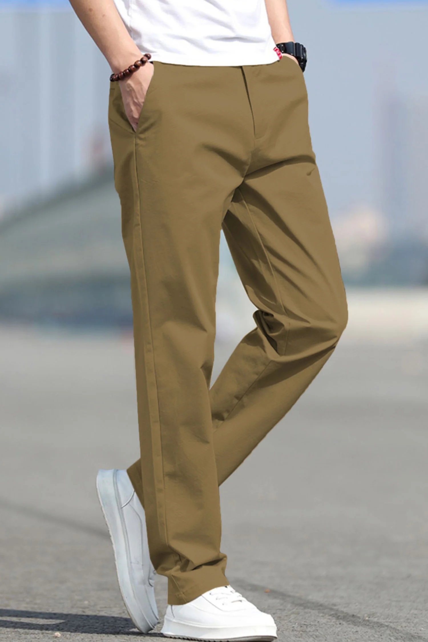 Turbo Urban Executive Slim Fit Cotton Pant In Light Camel - Image 2